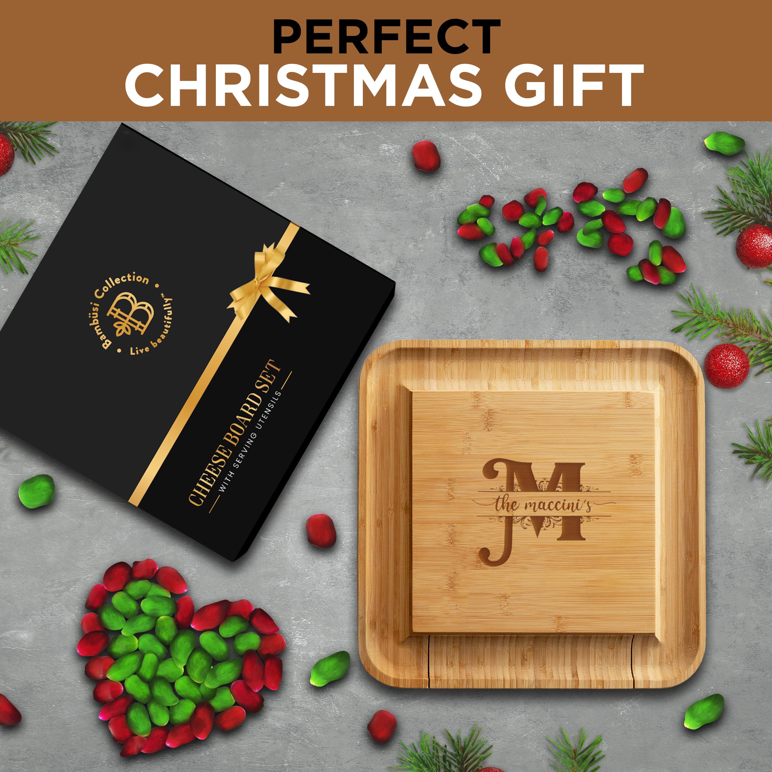 Charcuterie Board Gift Set - Bamboo Cheese Board and Knife Set - Housewarming Gifts for New Home, Wedding Gifts for Couples 2025, Bridal Shower Gifts, Birthday Gifts for Women