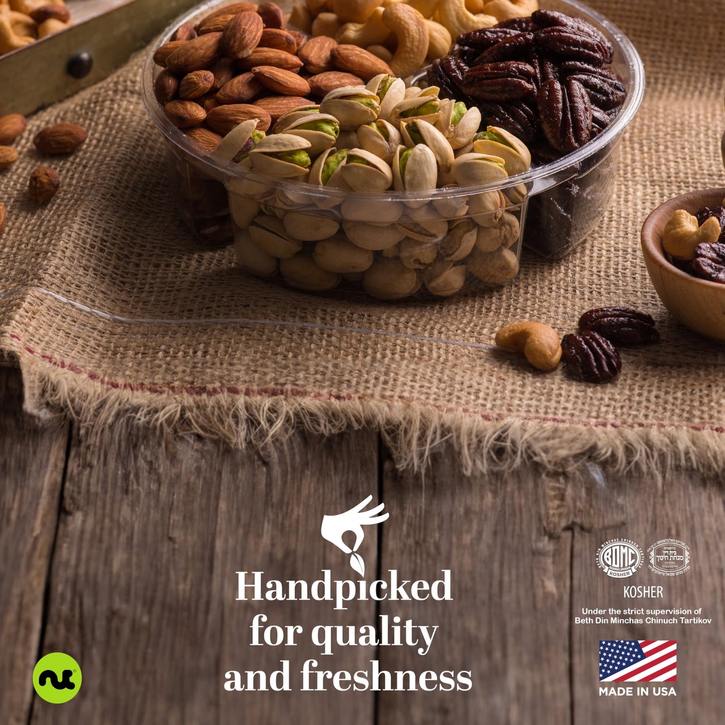 NUT CRAVINGS - Thanksgiving Mixed Nuts Gift Basket in Red Gold Box (7 Assortments, 1 LB) Holiday Xmas Christmas Food Arrangement, Healthy Snack Care Package, Food Assortments