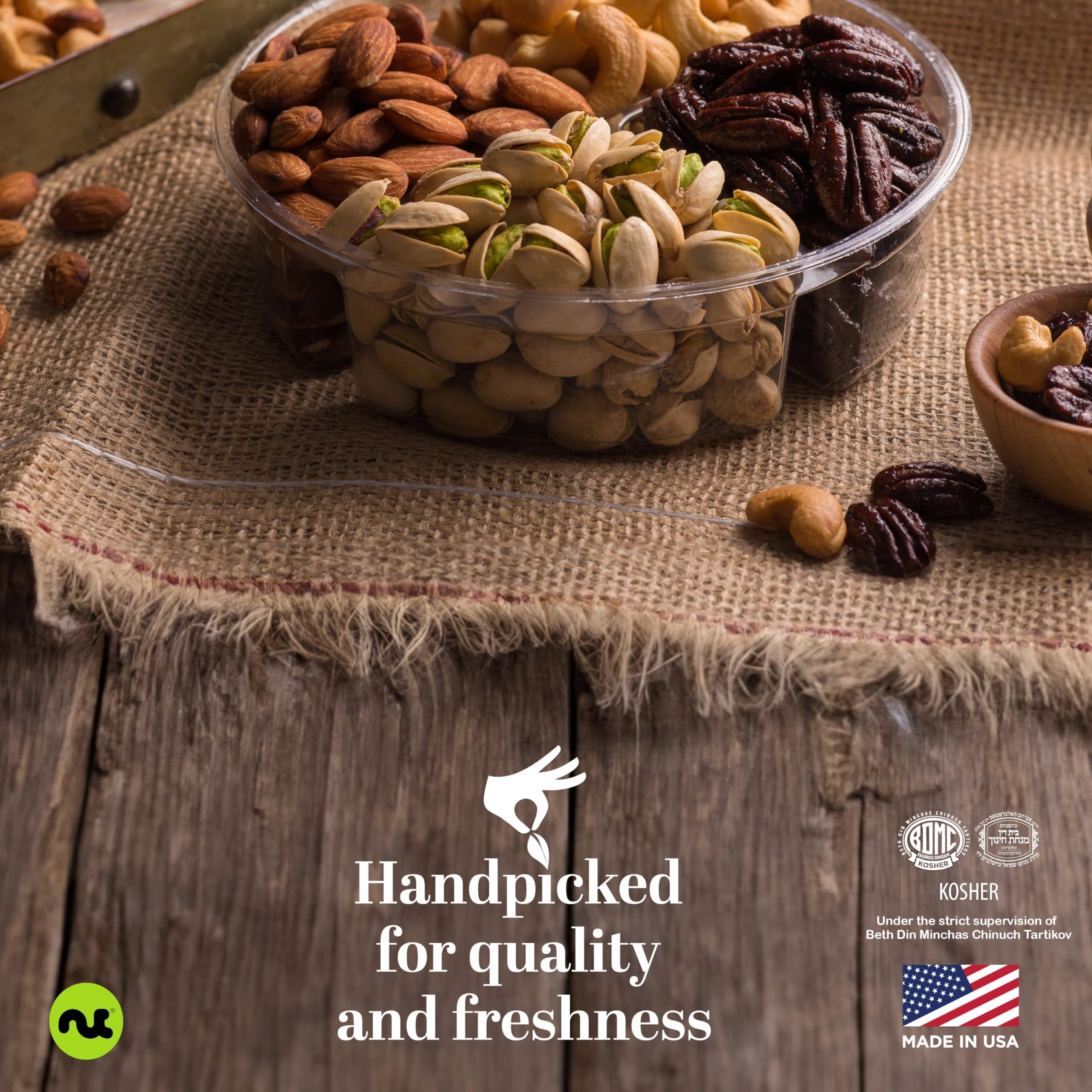 NUT CRAVINGS - Thanksgiving Mixed Nuts Gift Basket in Red Gold Box (7 Assortments, 1 LB) Holiday Xmas Christmas Food Arrangement, Healthy Snack Care Package, Food Assortments