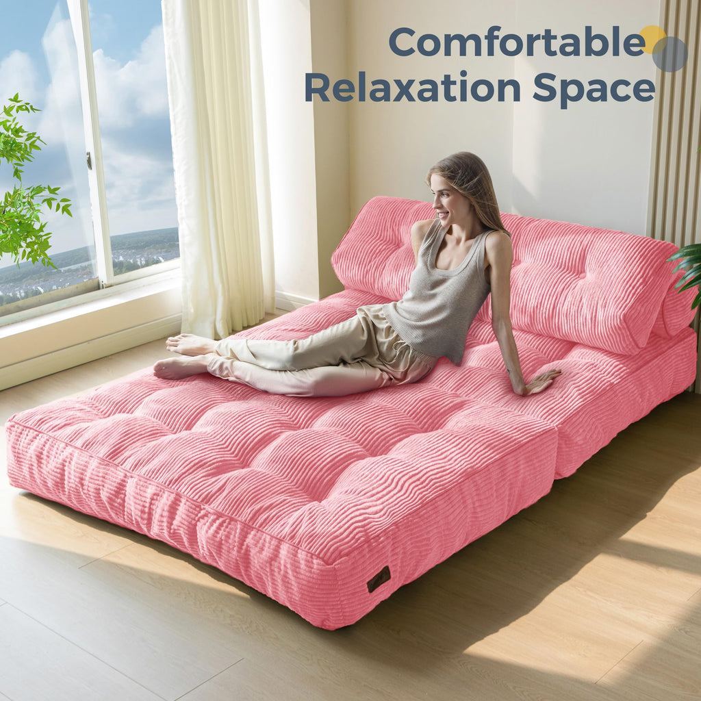 MAXYOYO Folding Sofa Bed, Convertible Sleeper Chair with Pillow Foldable Mattress with Back Support, Portable Fold Out Chair Bed Comfy Floor Sofa Lounge for Living Room Bedroom, Dark Grey, Single