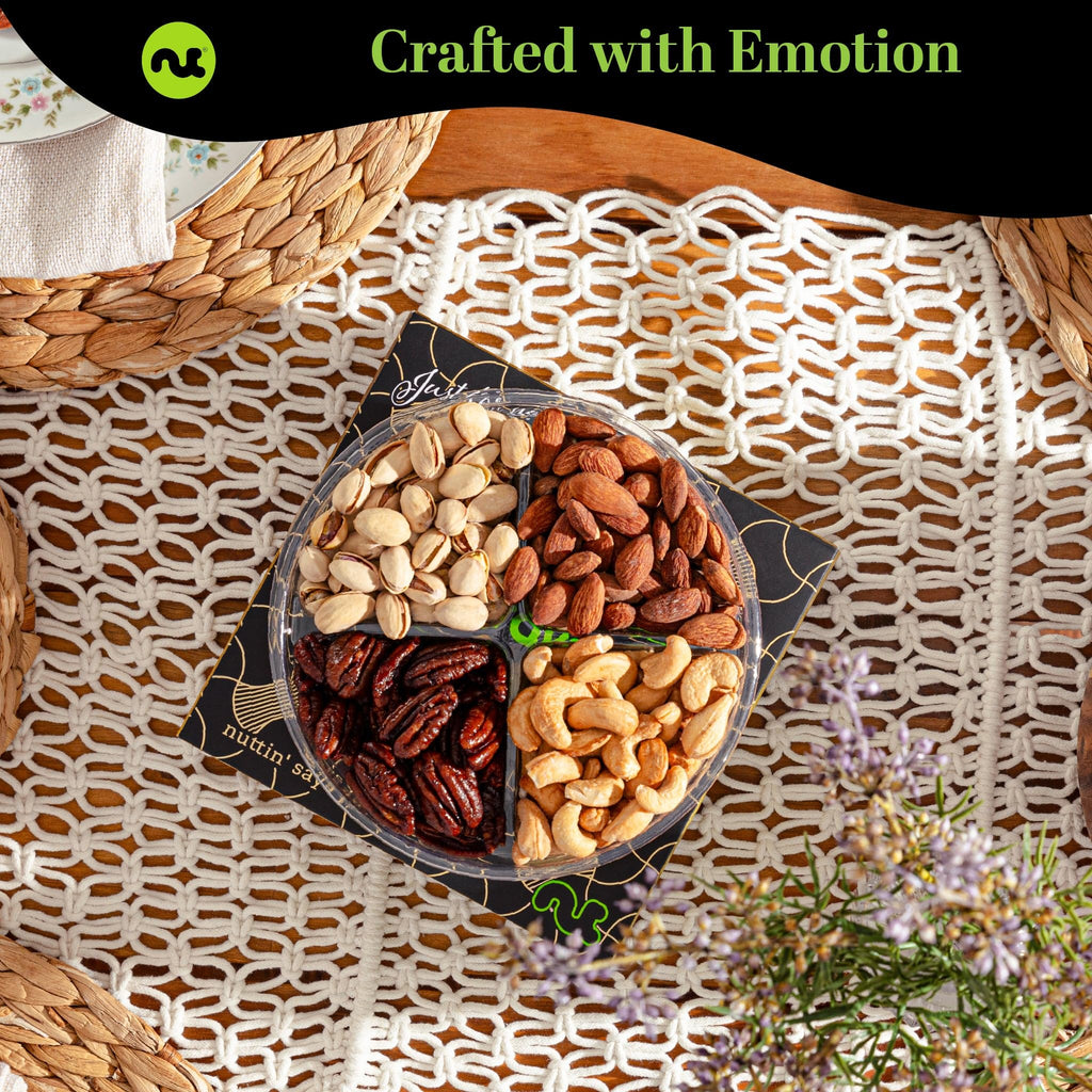 NUT CRAVINGS - Thanksgiving Mixed Nuts Gift Basket in Red Gold Box (7 Assortments, 1 LB) Holiday Xmas Christmas Food Arrangement, Healthy Snack Care Package, Food Assortments