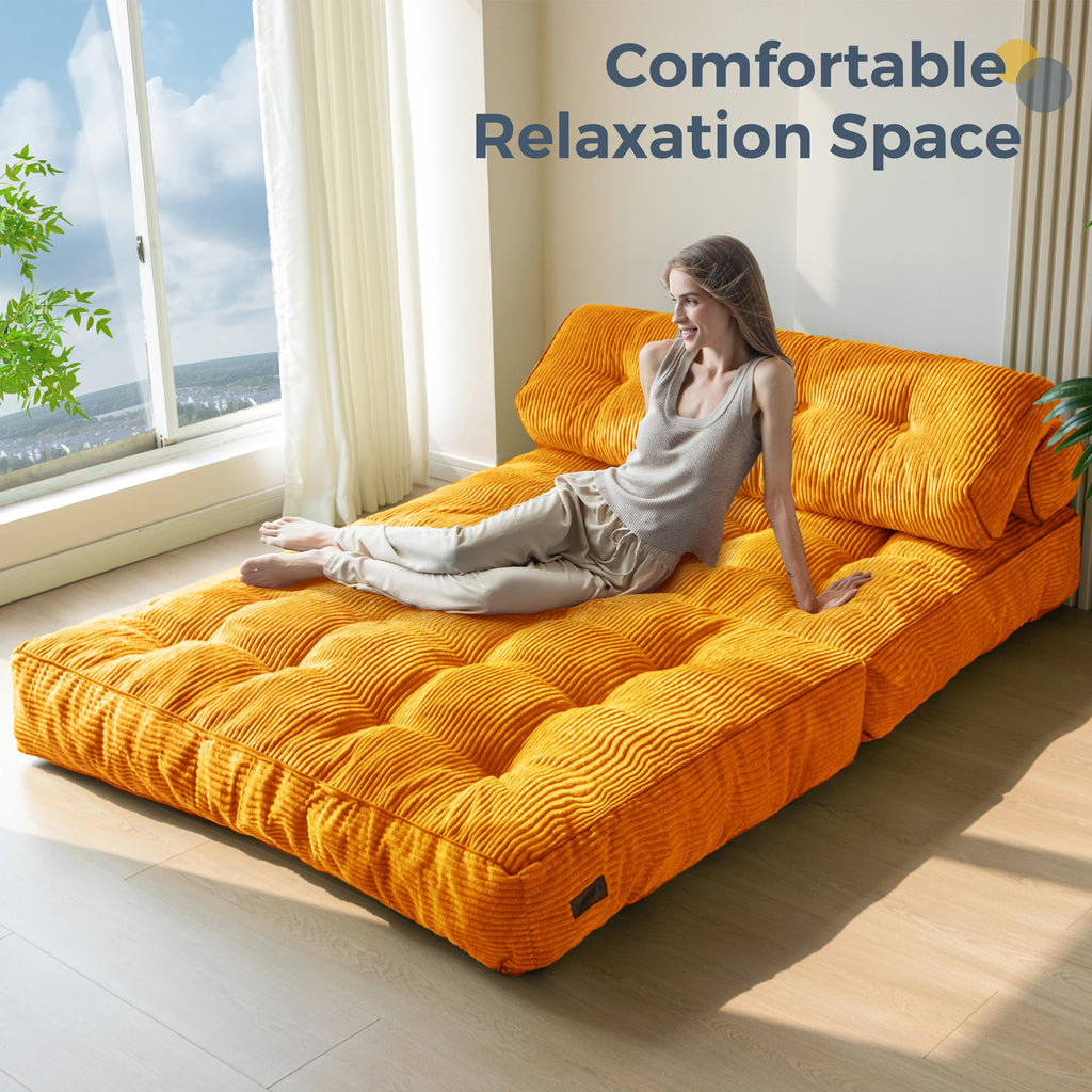 MAXYOYO Folding Sofa Bed, Convertible Sleeper Chair with Pillow Foldable Mattress with Back Support, Portable Fold Out Chair Bed Comfy Floor Sofa Lounge for Living Room Bedroom, Dark Grey, Single