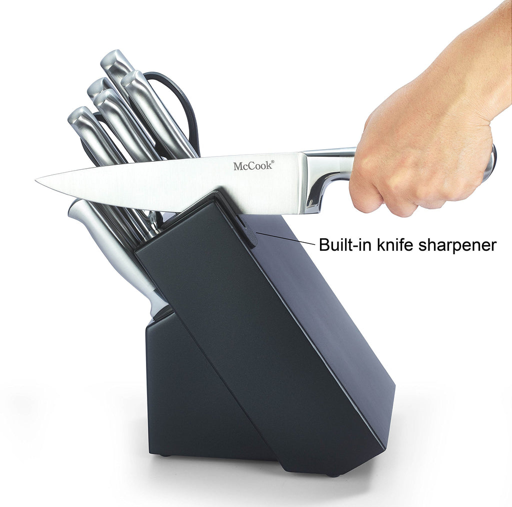 McCook® Knife Sets, German Stainless Steel Kitchen Knife Block Sets with Built-in Sharpener