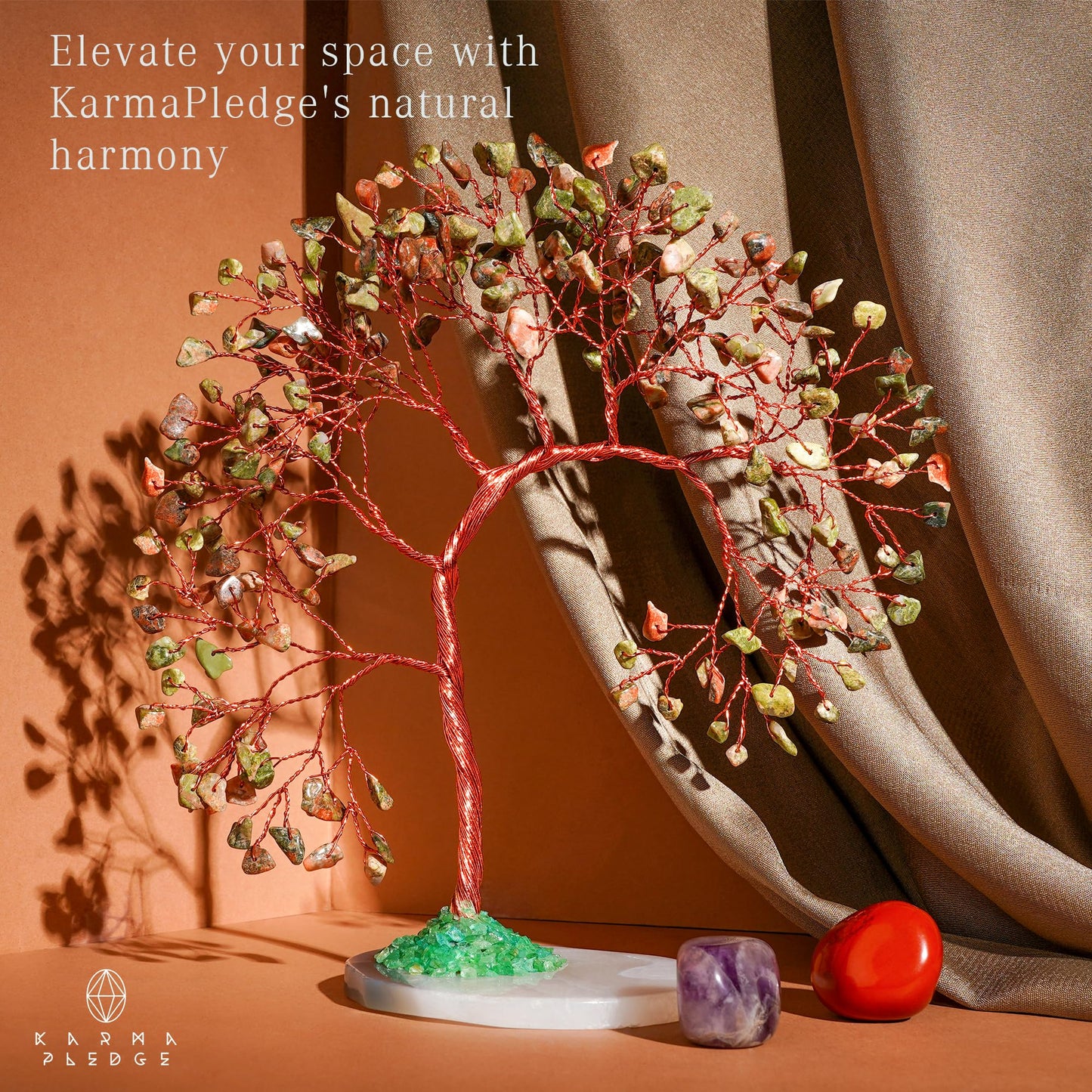 Crystal Tree of Life 7 Chakra Healing Crystals Trees for Home Decor, Office Desk Decor, Boho Decor, Handmade Bonsai Trees for Positive Energy, Money, Good Luck Birthday Gifts for Women, Mom