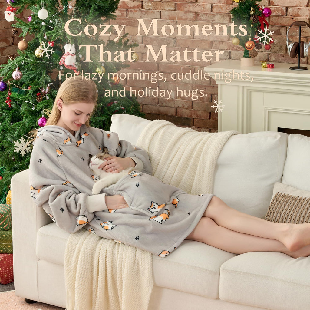 Krifey Wearable Blanket Hoodie, Oversized Sherpa Fleece Sweatshirt with Giant Pocket, Birthday Gifts for Women, Warm Christmas Gift for Mom, Wife, or Girlfriend