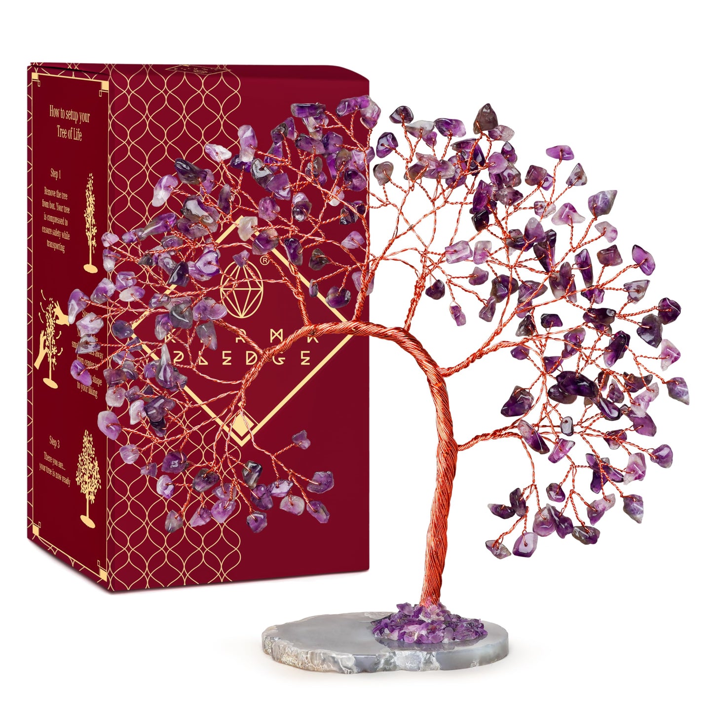 Crystal Tree of Life 7 Chakra Healing Crystals Trees for Home Decor, Office Desk Decor, Boho Decor, Handmade Bonsai Trees for Positive Energy, Money, Good Luck Birthday Gifts for Women, Mom