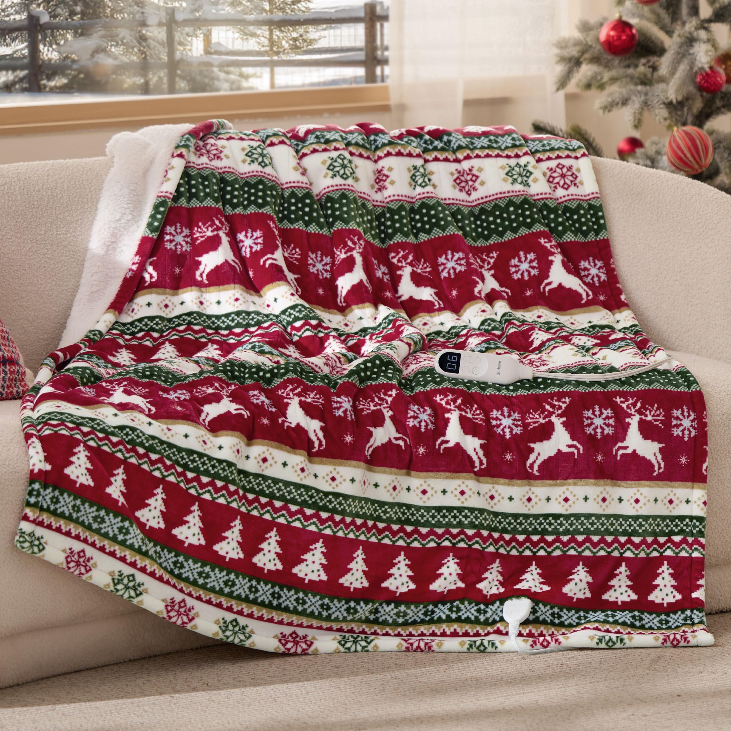 Bedsure GentleSoft Heated Blanket Electric Throw - Soft Ribbed Flannel Electric Blanket, Heating with 4 Time Settings, 6 Heat Levels, 3 hrs Timer Auto Shut Off, Gifts for Grandma (50x60 inches, Grey)