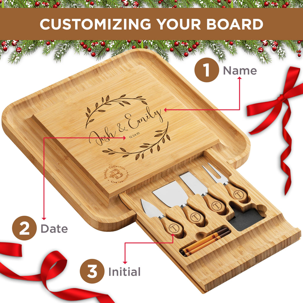 Charcuterie Board Gift Set - Bamboo Cheese Board and Knife Set - Housewarming Gifts for New Home, Wedding Gifts for Couples 2025, Bridal Shower Gifts, Birthday Gifts for Women