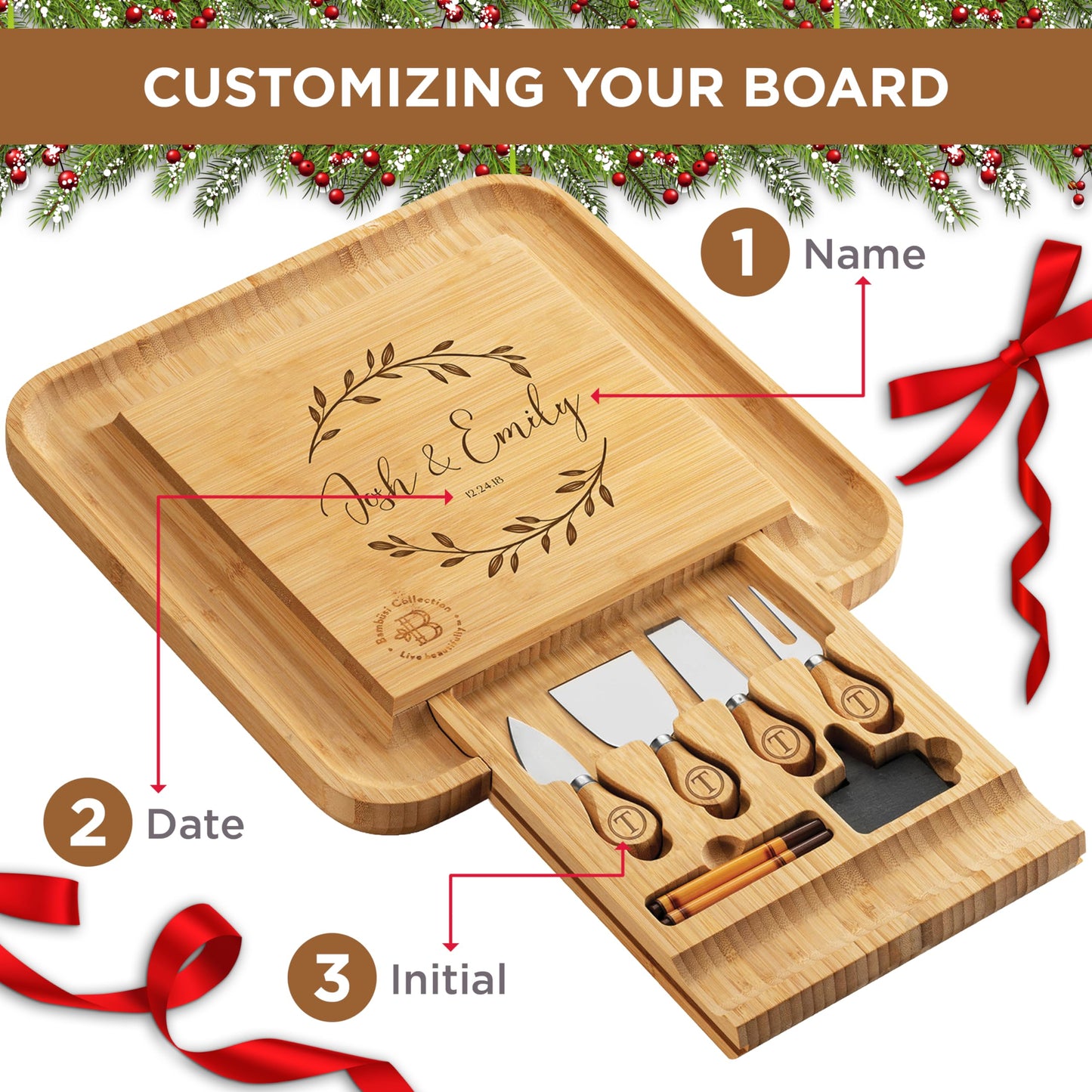Charcuterie Board Gift Set - Bamboo Cheese Board and Knife Set - Housewarming Gifts for New Home, Wedding Gifts for Couples 2025, Bridal Shower Gifts, Birthday Gifts for Women