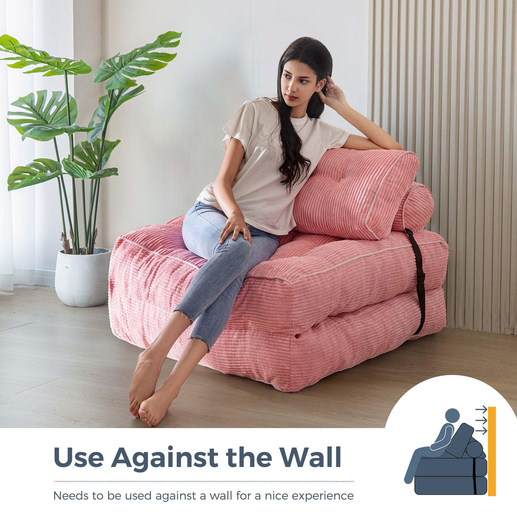 MAXYOYO Folding Sofa Bed, Convertible Sleeper Chair with Pillow Foldable Mattress with Back Support, Portable Fold Out Chair Bed Comfy Floor Sofa Lounge for Living Room Bedroom, Dark Grey, Single