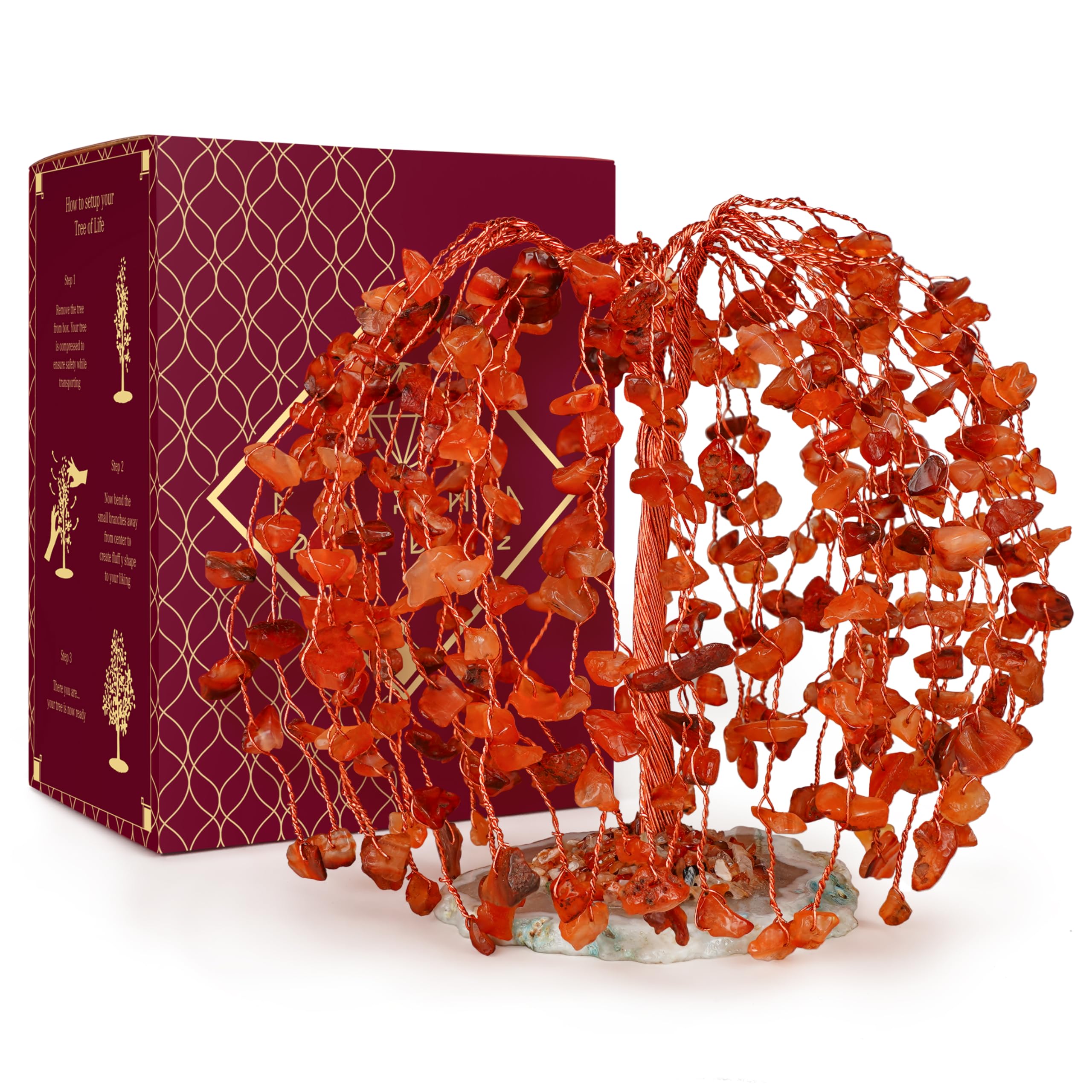 Crystal Tree of Life 7 Chakra Healing Crystals Trees for Home Decor, Office Desk Decor, Boho Decor, Handmade Bonsai Trees for Positive Energy, Money, Good Luck Birthday Gifts for Women, Mom