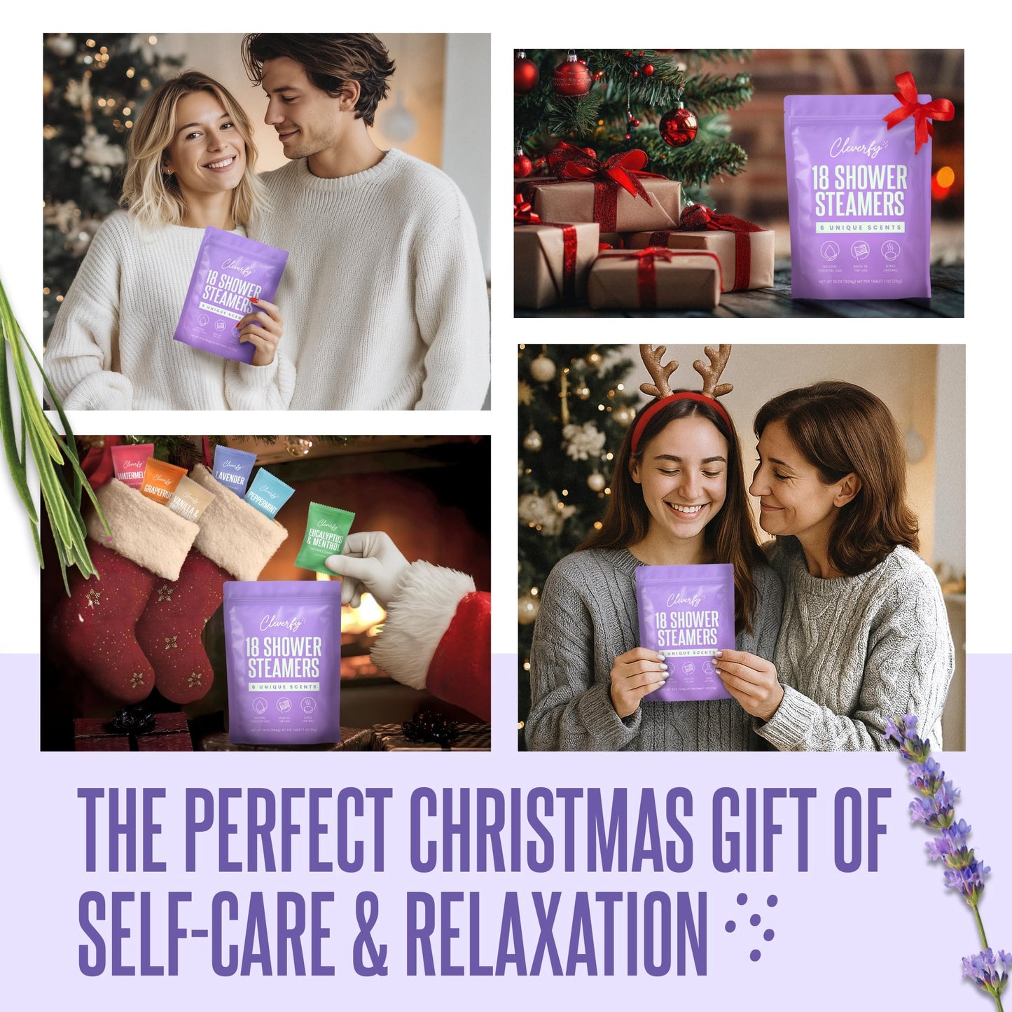 Cleverfy Shower Steamers Aromatherapy – Stocking Stuffers for Teen Girls, Women and Wife – Christmas Gifts for Teens and Women – White Elephant Gifts for Adults – 6 Tablets