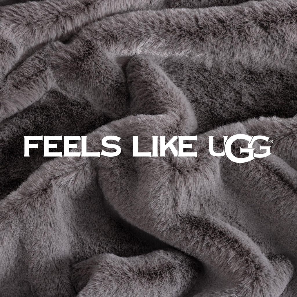 UGG Plush Faux Fur Throw Blanket Reversible Medium Weight Luxury Soft Throw Blankets for Bed or Chair, Hypoallergenic, Machine Washable, Home Decor, 50-inch x 70-inch, Charcoal Dark Grey (Euphoria)