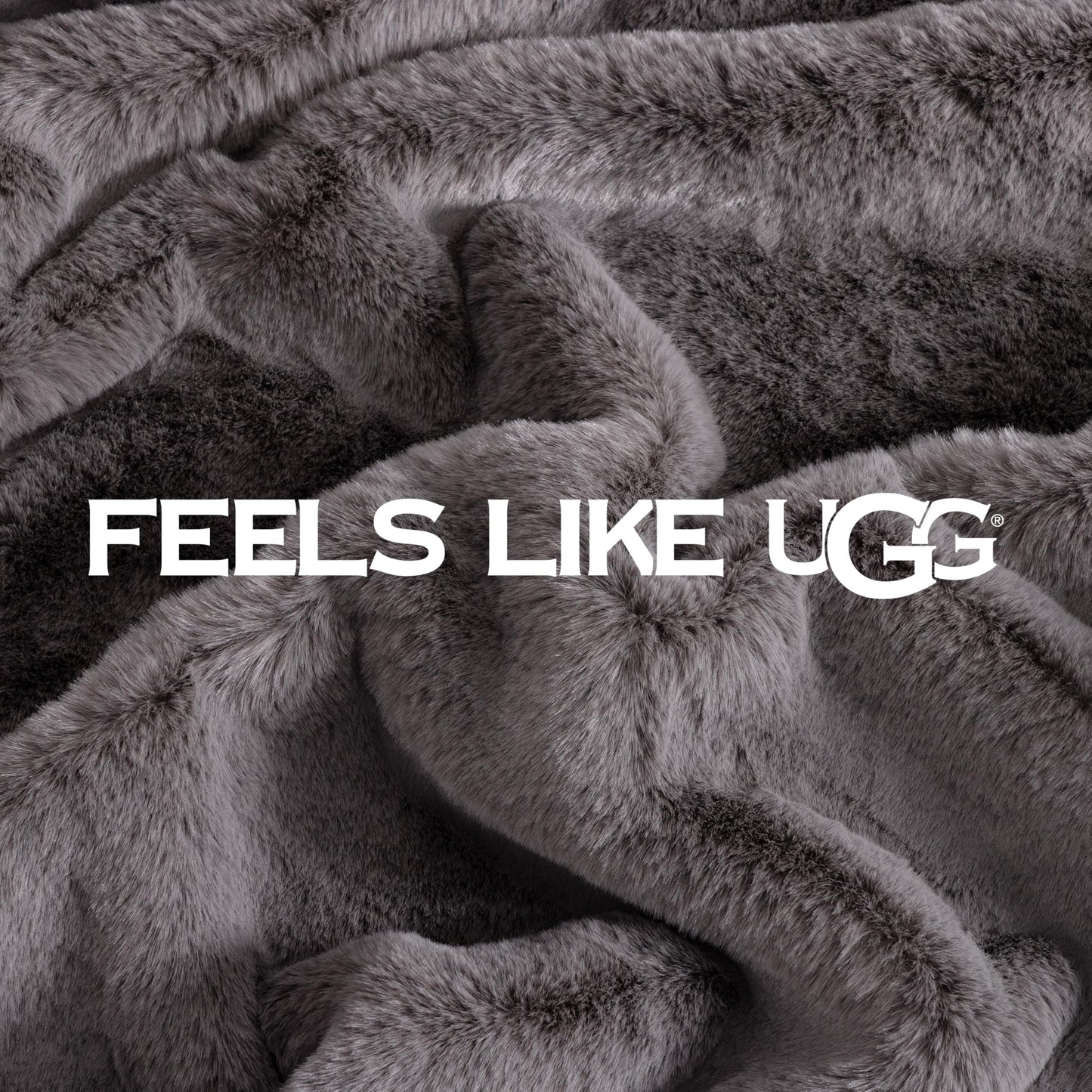 UGG Plush Faux Fur Throw Blanket Reversible Medium Weight Luxury Soft Throw Blankets for Bed or Chair, Hypoallergenic, Machine Washable, Home Decor, 50-inch x 70-inch, Charcoal Dark Grey (Euphoria)