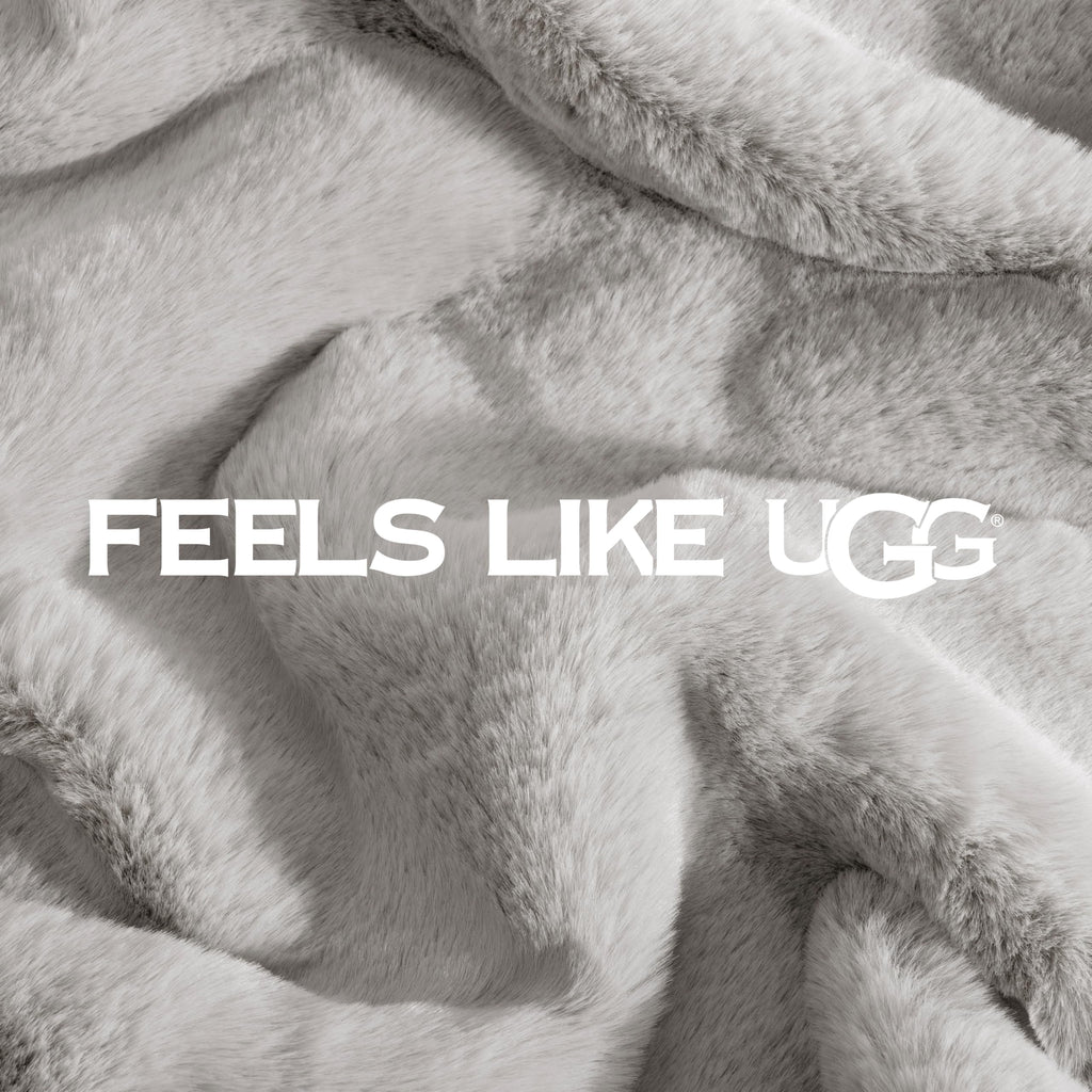 UGG Plush Faux Fur Throw Blanket Reversible Medium Weight Luxury Soft Throw Blankets for Bed or Chair, Hypoallergenic, Machine Washable, Home Decor, 50-inch x 70-inch, Charcoal Dark Grey (Euphoria)