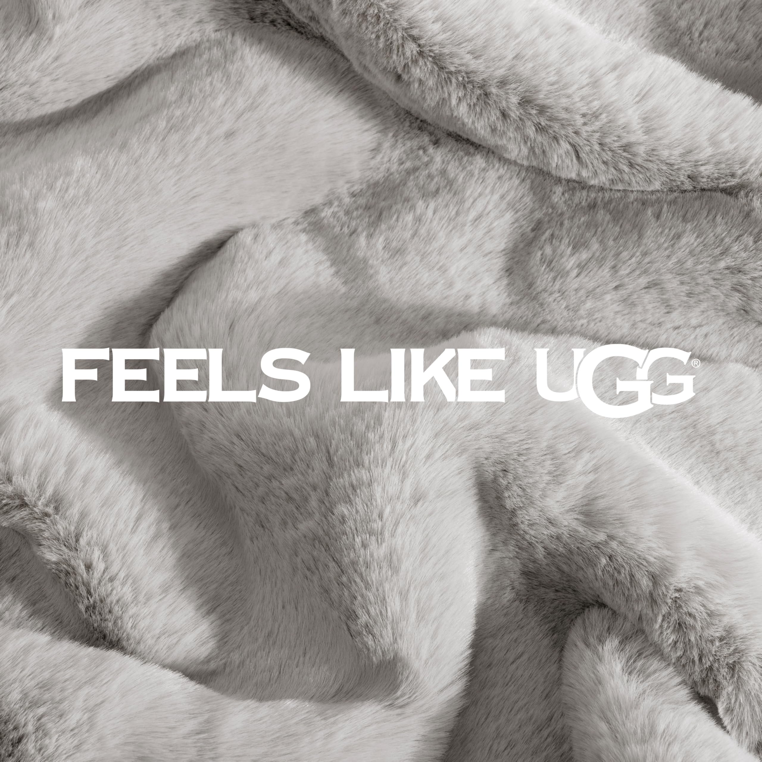 UGG Plush Faux Fur Throw Blanket Reversible Medium Weight Luxury Soft Throw Blankets for Bed or Chair, Hypoallergenic, Machine Washable, Home Decor, 50-inch x 70-inch, Charcoal Dark Grey (Euphoria)