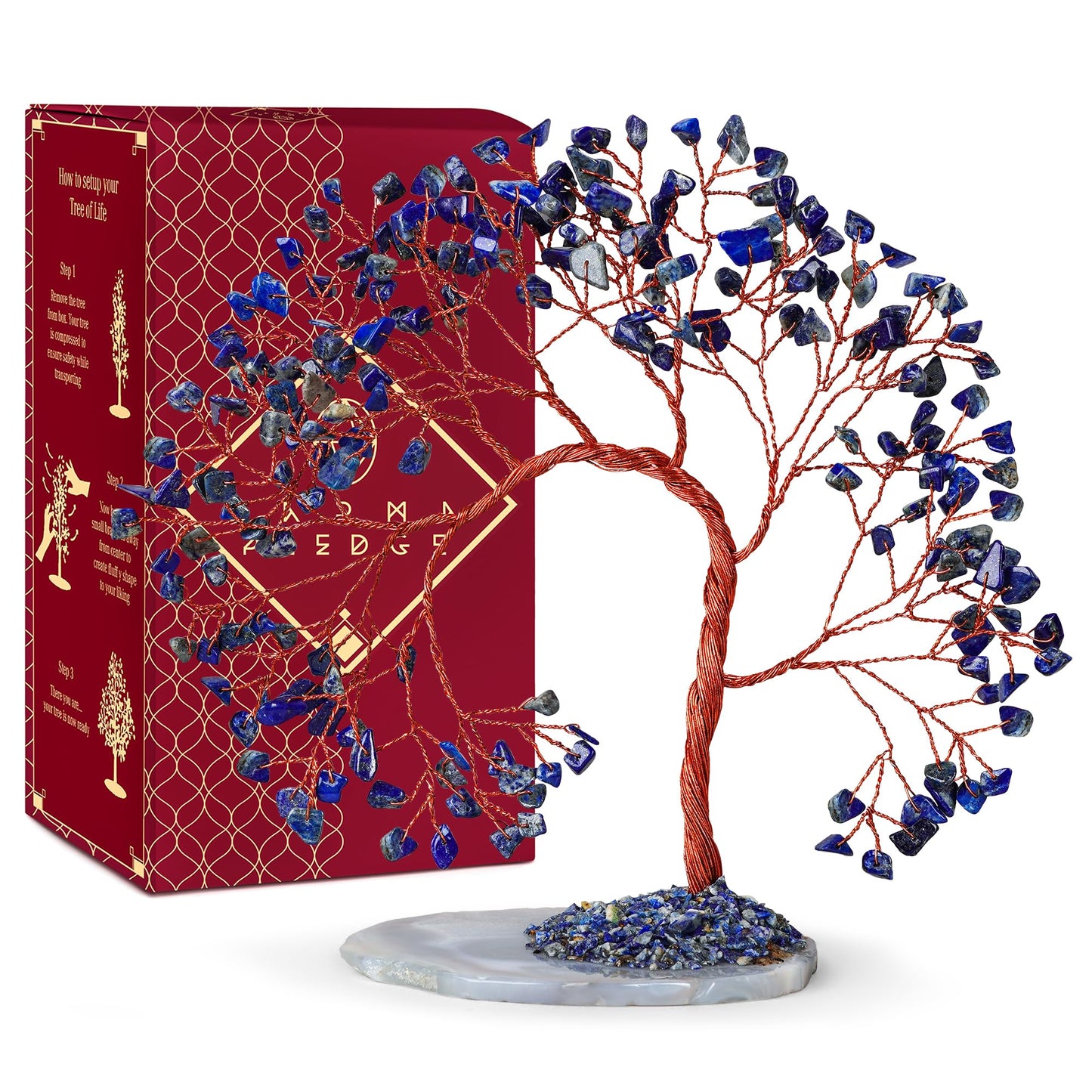 Crystal Tree of Life 7 Chakra Healing Crystals Trees for Home Decor, Office Desk Decor, Boho Decor, Handmade Bonsai Trees for Positive Energy, Money, Good Luck Birthday Gifts for Women, Mom