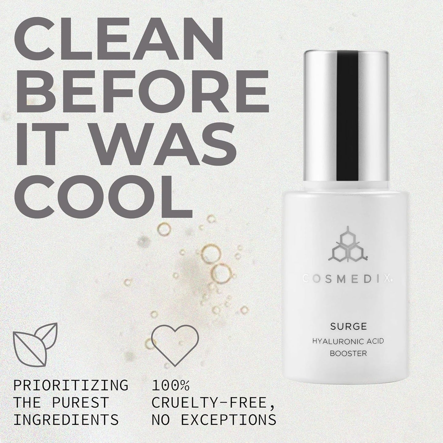 COSMEDIX Surge Hyaluronic Acid Booster for Face - Ultra Hydrating Face Serum with Vitamin C & Niacinamide Softens, Brightens & Moisturizes Skin - Facial Skin Care Product for Fine Lines & Wrinkles