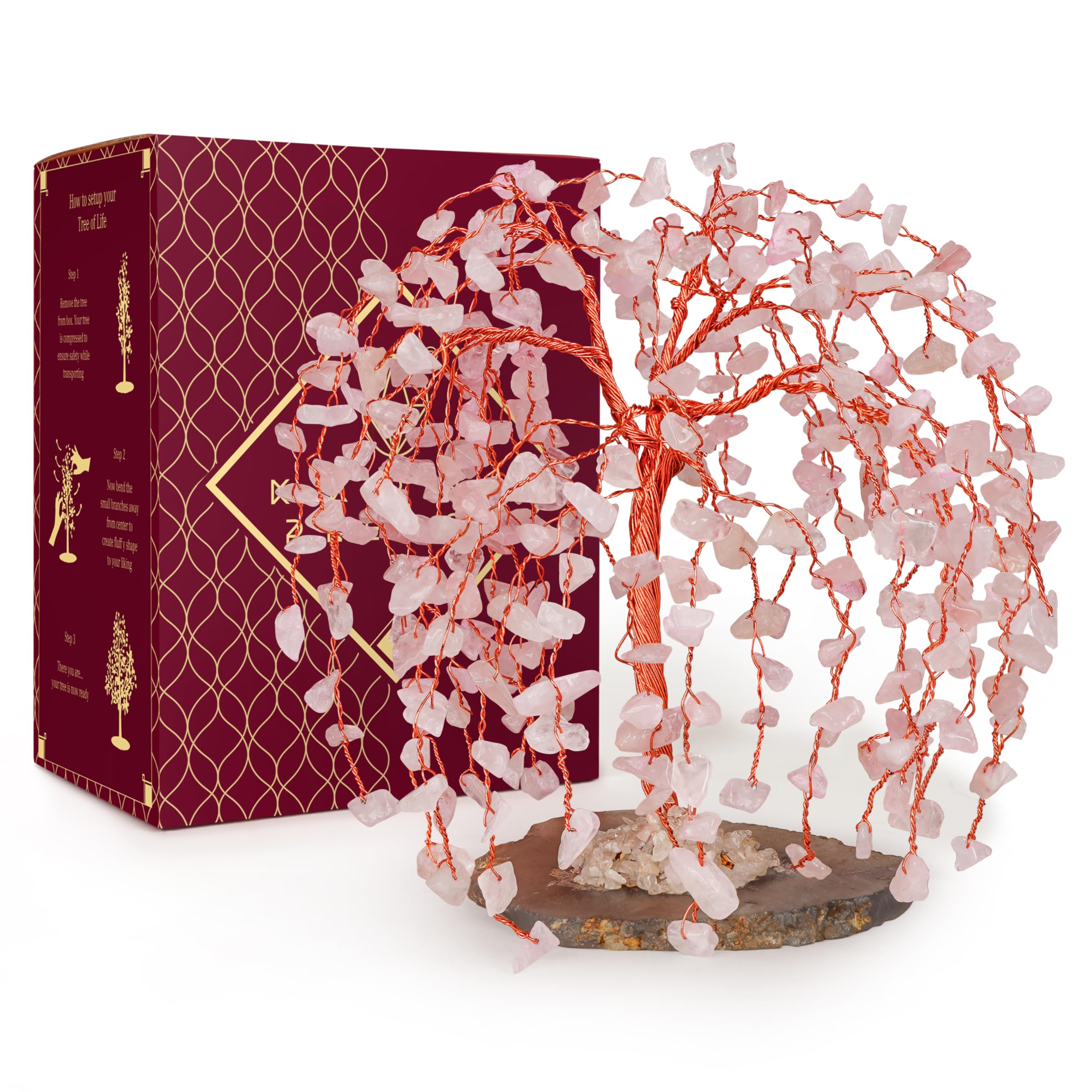 Crystal Tree of Life 7 Chakra Healing Crystals Trees for Home Decor, Office Desk Decor, Boho Decor, Handmade Bonsai Trees for Positive Energy, Money, Good Luck Birthday Gifts for Women, Mom