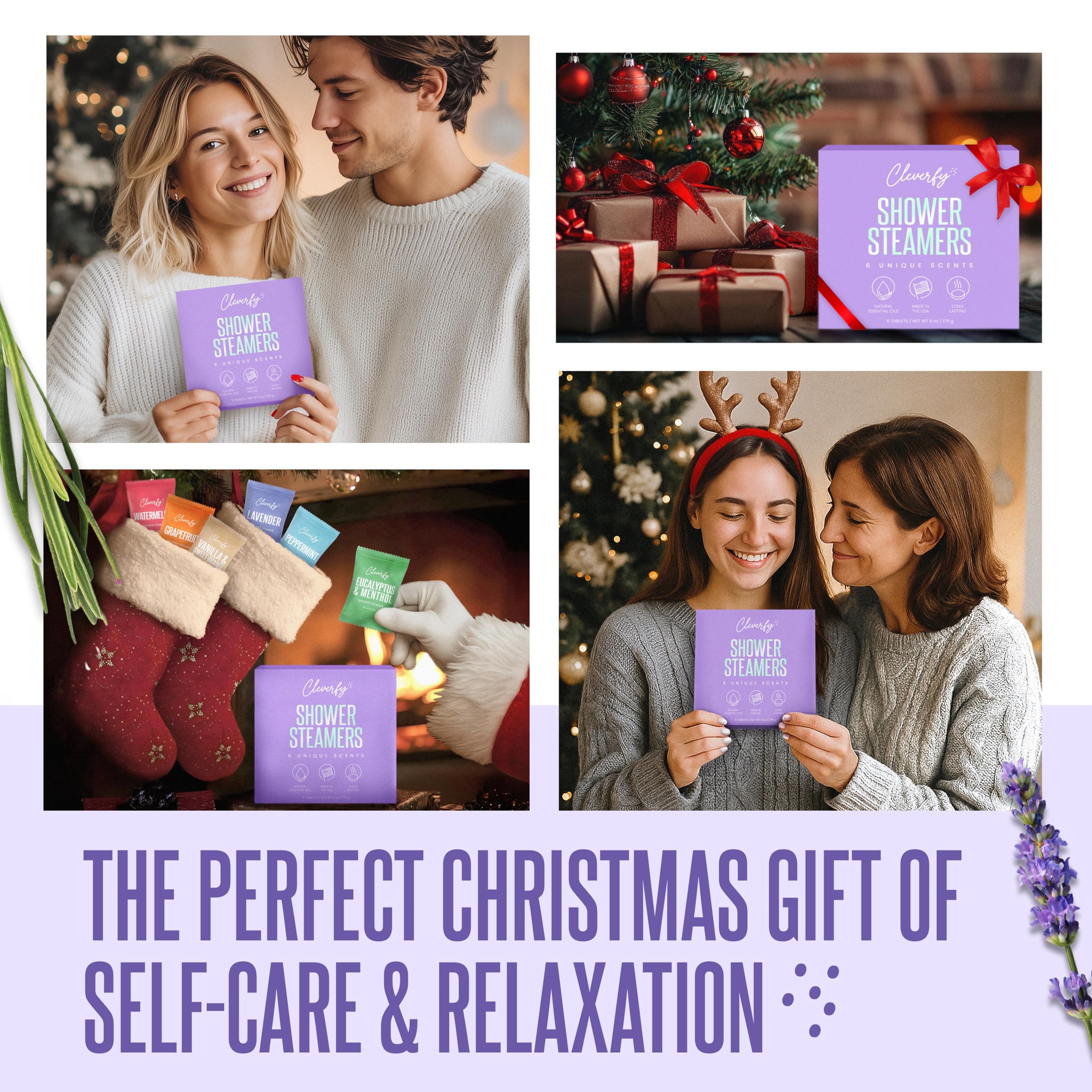 Cleverfy Shower Steamers Aromatherapy – Stocking Stuffers for Teen Girls, Women and Wife – Christmas Gifts for Teens and Women – White Elephant Gifts for Adults – 6 Tablets