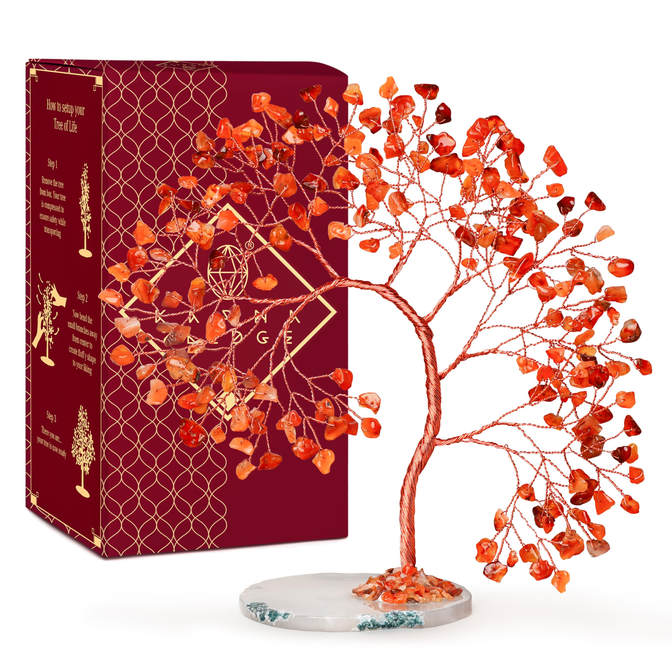 Crystal Tree of Life 7 Chakra Healing Crystals Trees for Home Decor, Office Desk Decor, Boho Decor, Handmade Bonsai Trees for Positive Energy, Money, Good Luck Birthday Gifts for Women, Mom