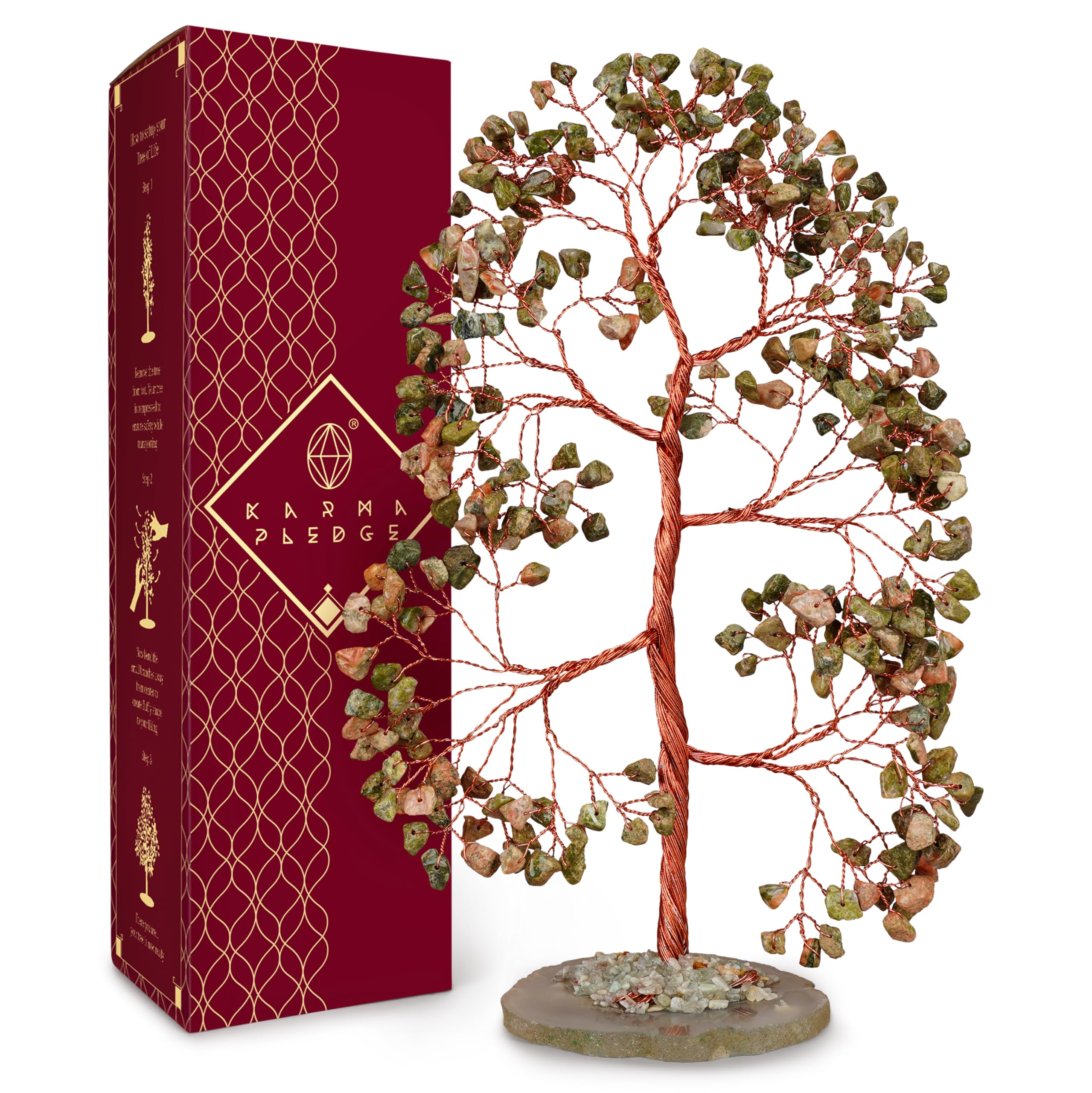 Crystal Tree of Life 7 Chakra Healing Crystals Trees for Home Decor, Office Desk Decor, Boho Decor, Handmade Bonsai Trees for Positive Energy, Money, Good Luck Birthday Gifts for Women, Mom