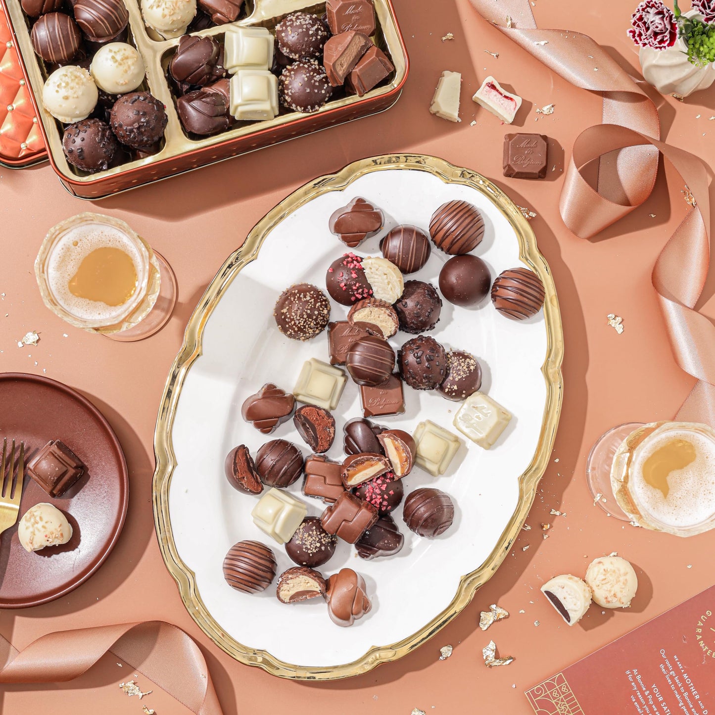 Chocolate Gift Basket, Candy Food Gifts Arrangement Platter, Gourmet Snack Box, Thanksgiving, Christmas, Holiday Present Idea, Corporate Him & Her, Men Women Sympathy Family Parties & Get Well- Bonnie & Pop