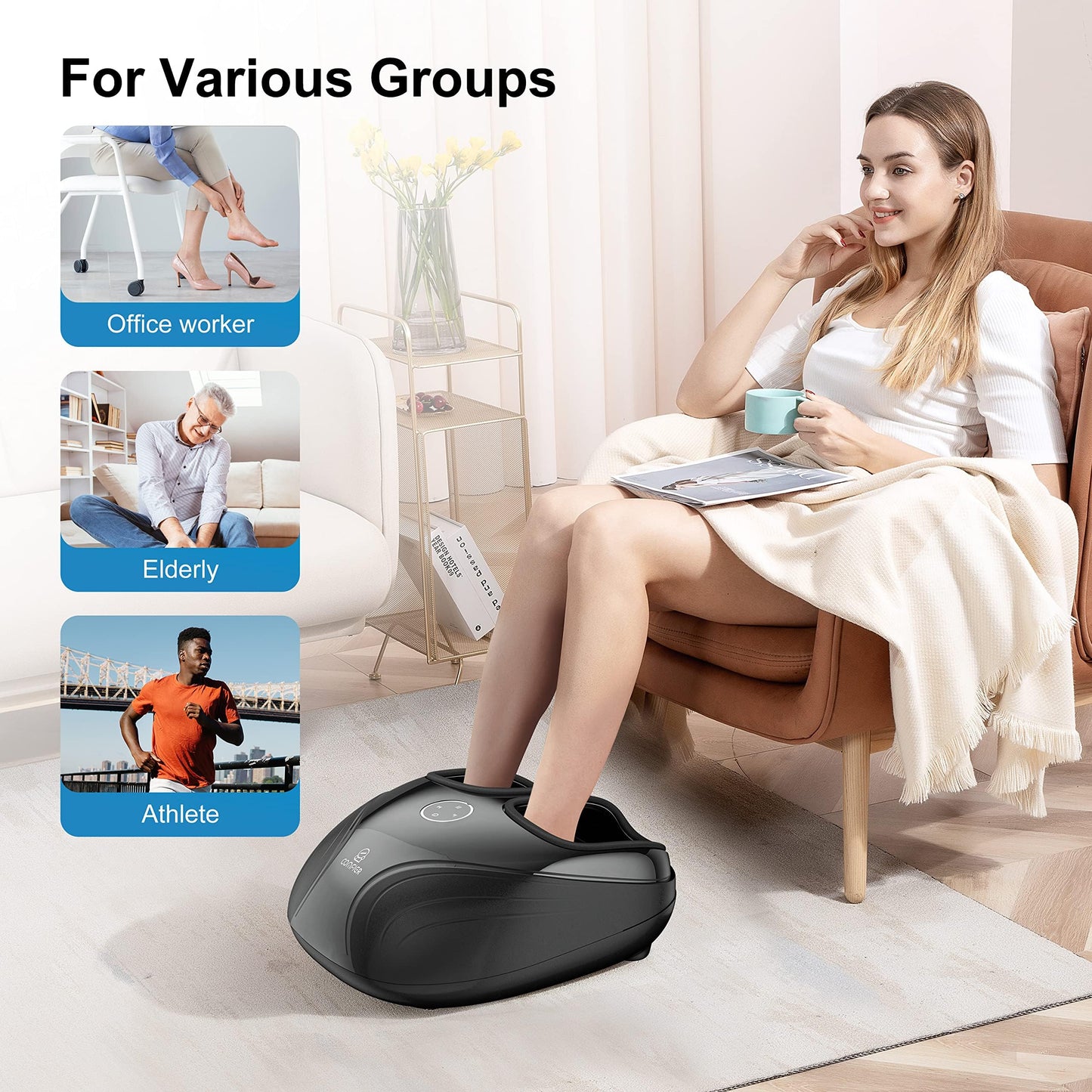 COMFIER Shiatsu Foot Massager with Heat,Vibration,Rolling Compression,FSA Eligible Feet Massager Machine for Plantar Fasciitis,Neuropathy Pain, Fits Size up to 13“,Christmas Gifts for Women,Men,HSA