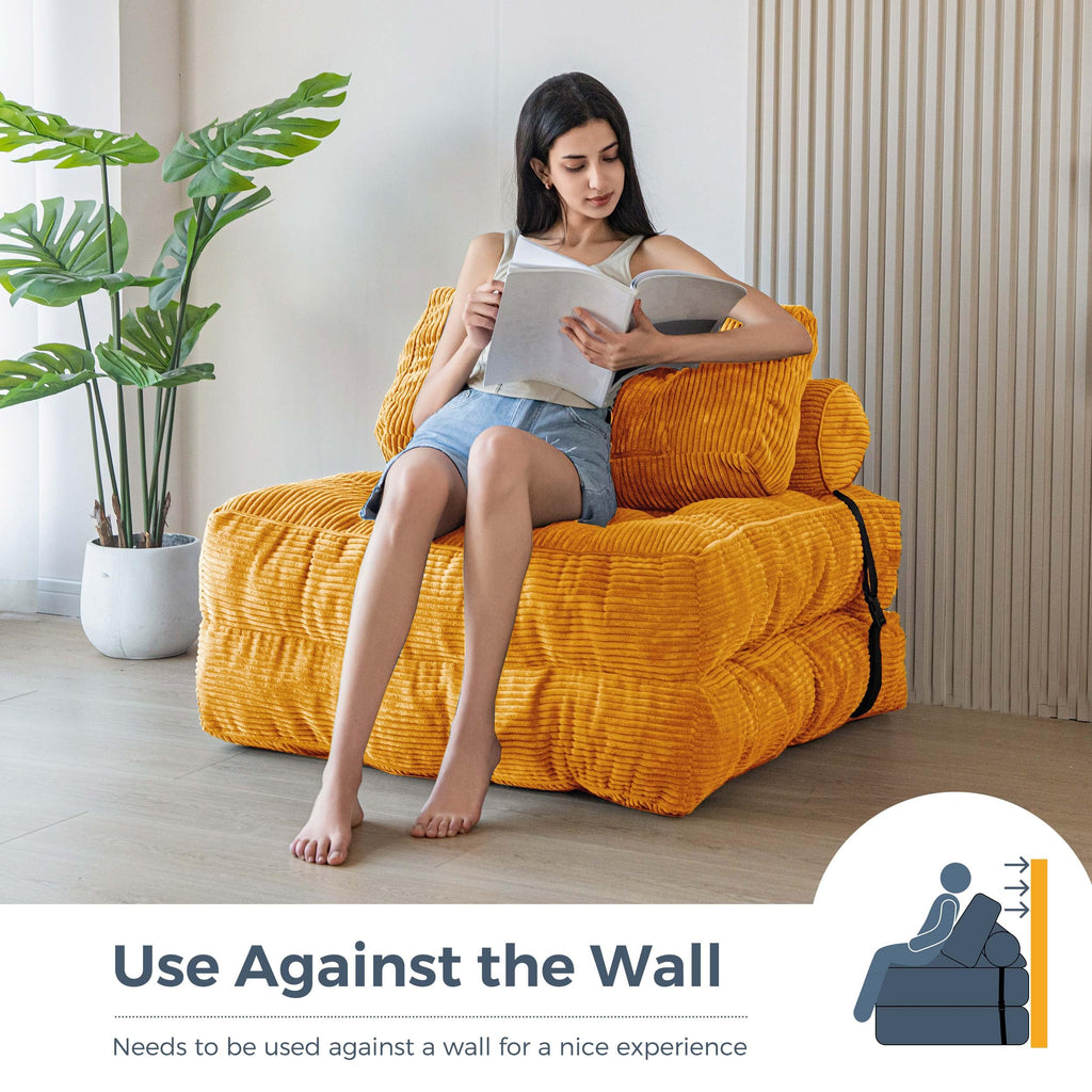 MAXYOYO Folding Sofa Bed, Convertible Sleeper Chair with Pillow Foldable Mattress with Back Support, Portable Fold Out Chair Bed Comfy Floor Sofa Lounge for Living Room Bedroom, Dark Grey, Single