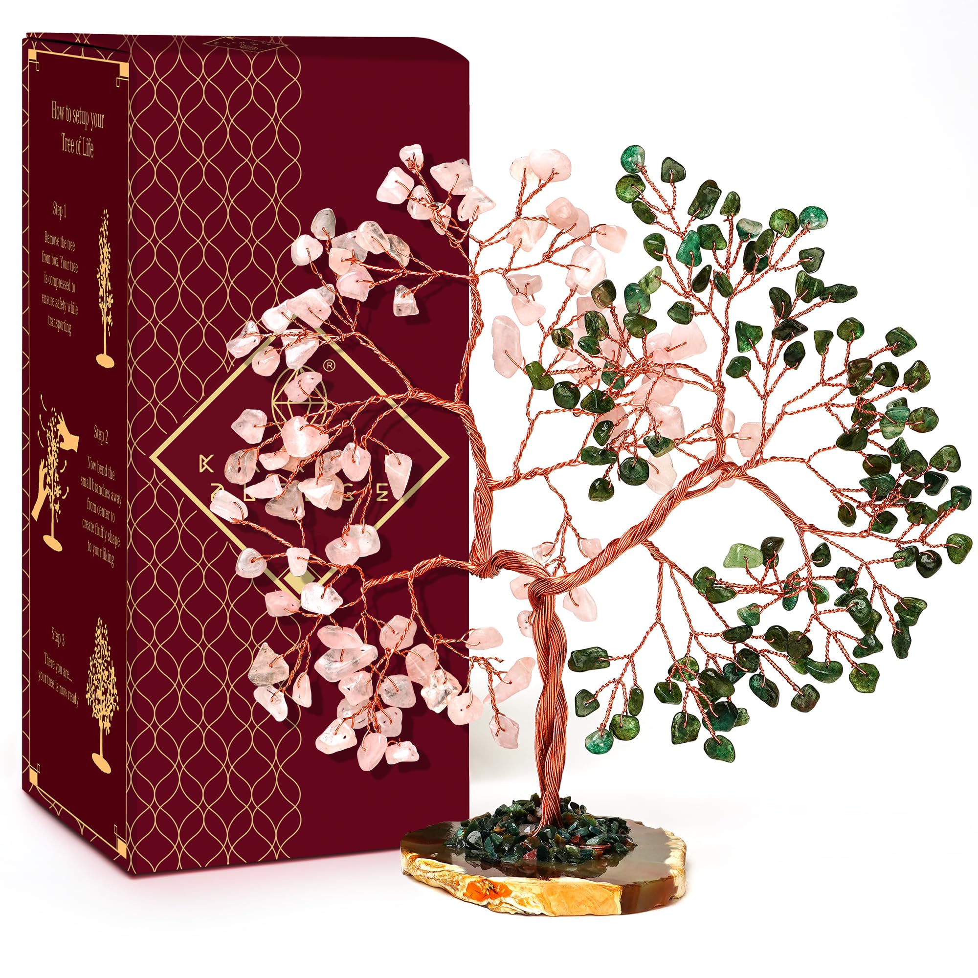 Crystal Tree of Life 7 Chakra Healing Crystals Trees for Home Decor, Office Desk Decor, Boho Decor, Handmade Bonsai Trees for Positive Energy, Money, Good Luck Birthday Gifts for Women, Mom