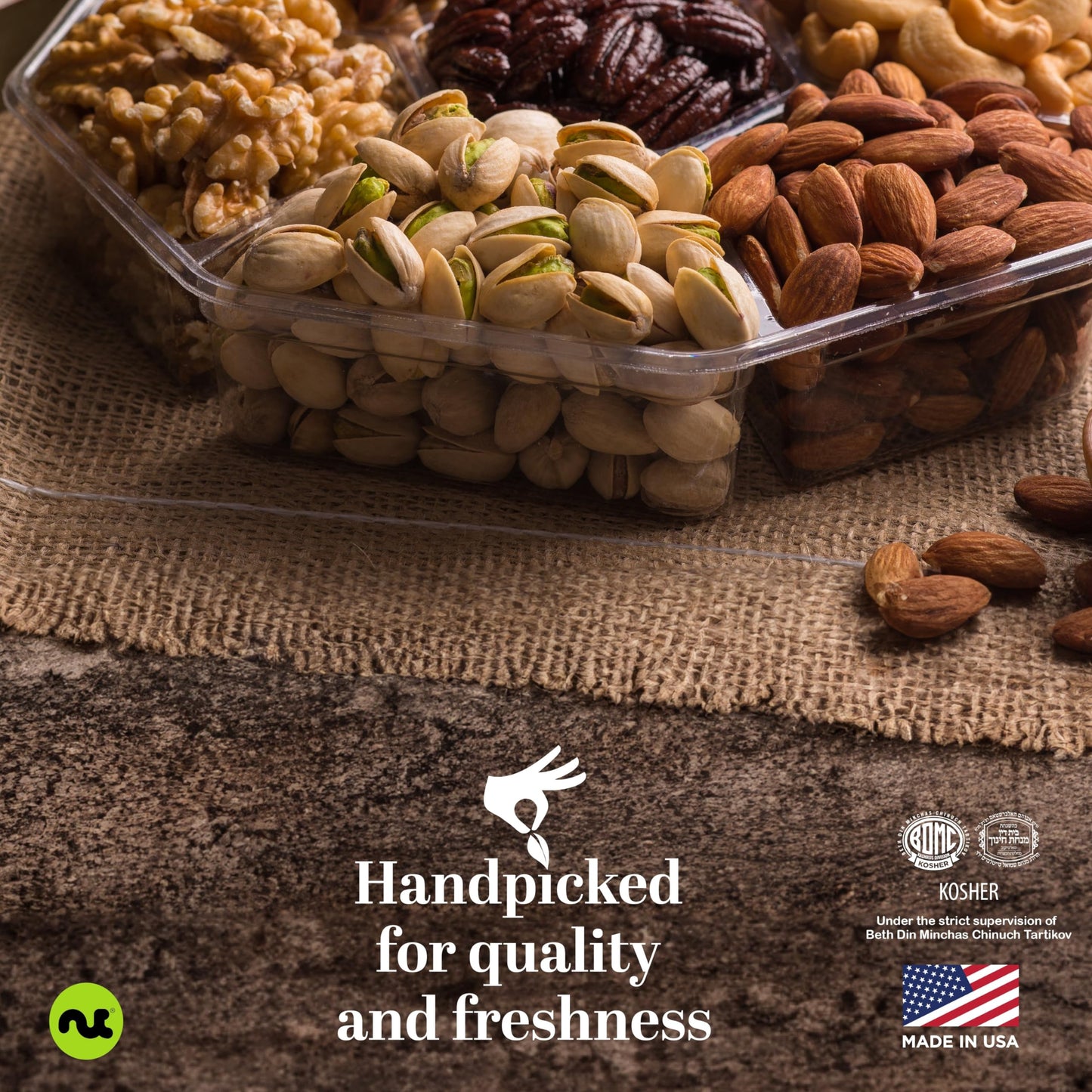 NUT CRAVINGS - Thanksgiving Mixed Nuts Gift Basket in Red Gold Box (7 Assortments, 1 LB) Holiday Xmas Christmas Food Arrangement, Healthy Snack Care Package, Food Assortments