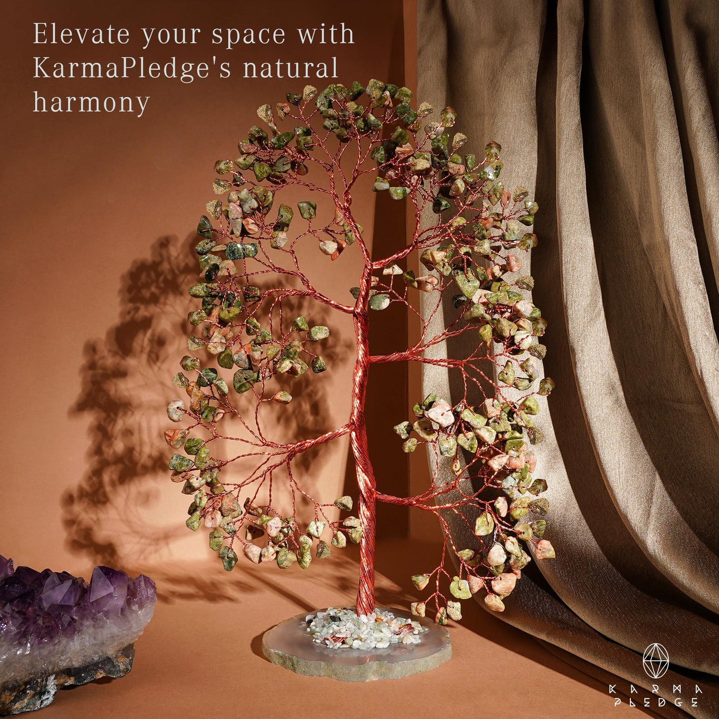 Crystal Tree of Life 7 Chakra Healing Crystals Trees for Home Decor, Office Desk Decor, Boho Decor, Handmade Bonsai Trees for Positive Energy, Money, Good Luck Birthday Gifts for Women, Mom