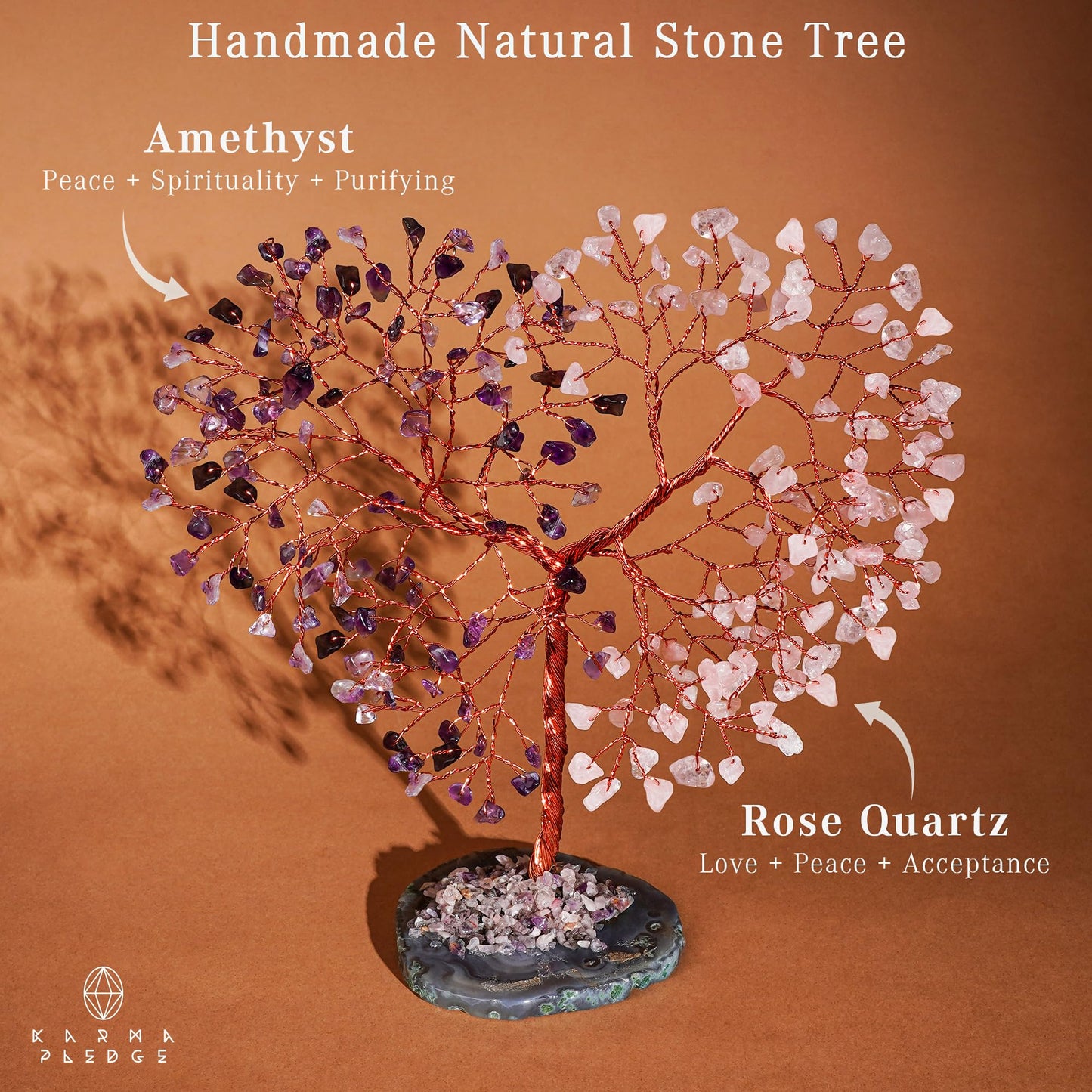 Crystal Tree of Life 7 Chakra Healing Crystals Trees for Home Decor, Office Desk Decor, Boho Decor, Handmade Bonsai Trees for Positive Energy, Money, Good Luck Birthday Gifts for Women, Mom