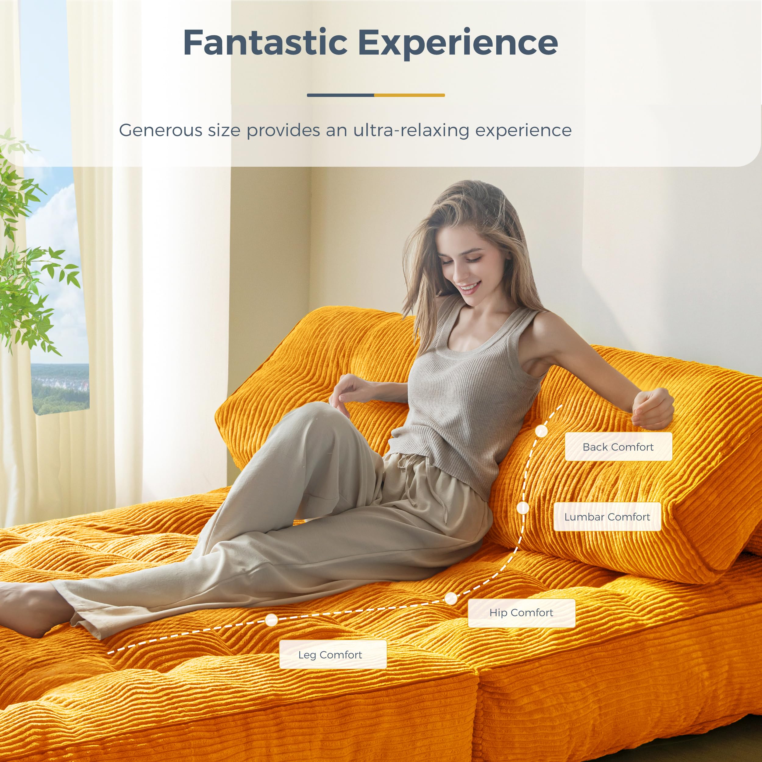 MAXYOYO Folding Sofa Bed, Convertible Sleeper Chair with Pillow Foldable Mattress with Back Support, Portable Fold Out Chair Bed Comfy Floor Sofa Lounge for Living Room Bedroom, Dark Grey, Single