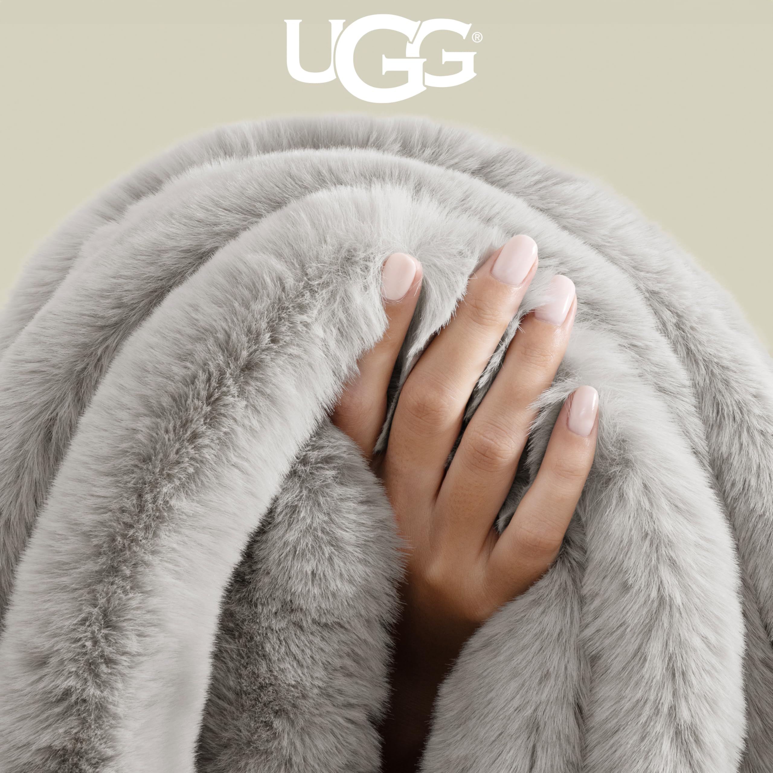 UGG Plush Faux Fur Throw Blanket Reversible Medium Weight Luxury Soft Throw Blankets for Bed or Chair, Hypoallergenic, Machine Washable, Home Decor, 50-inch x 70-inch, Charcoal Dark Grey (Euphoria)