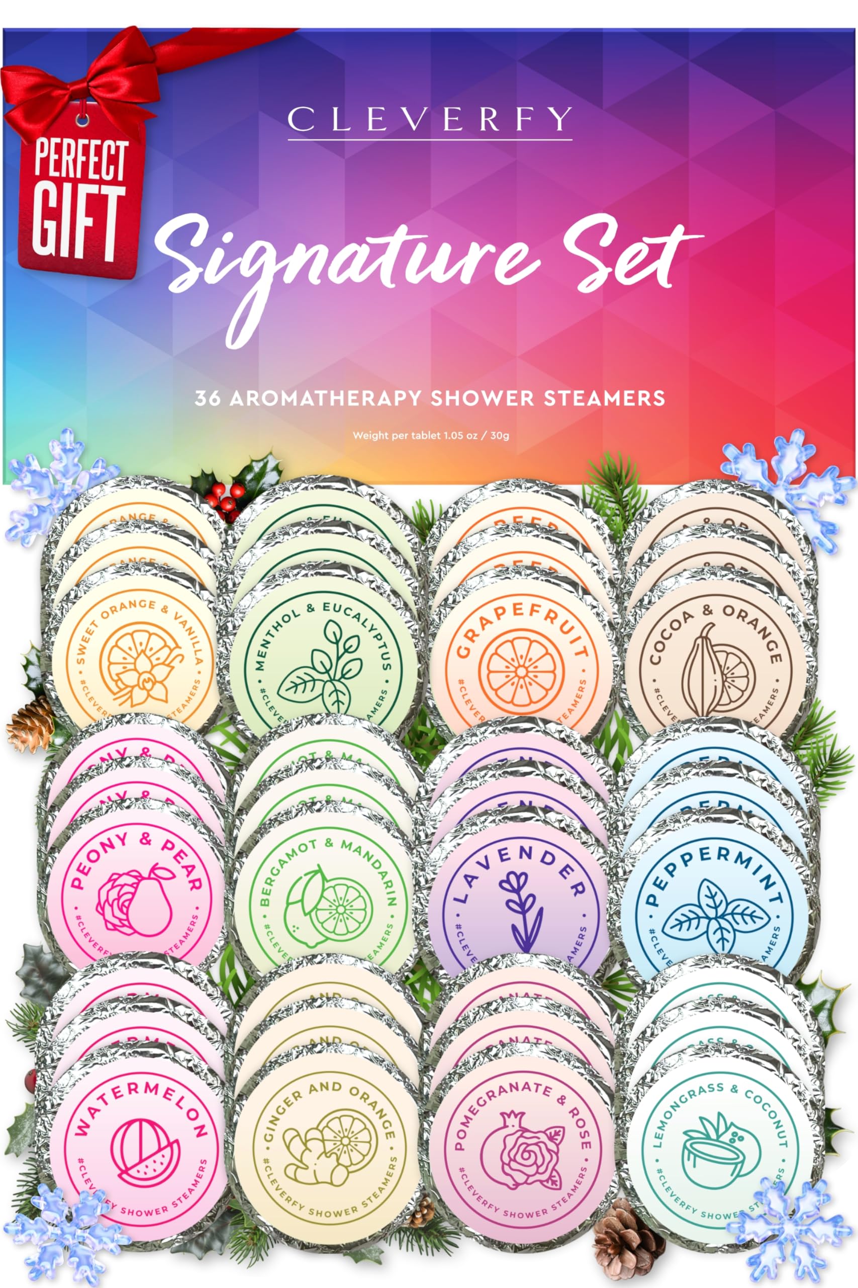 Cleverfy Shower Steamers Aromatherapy – Stocking Stuffers for Teen Girls, Women and Wife – Christmas Gifts for Teens and Women – White Elephant Gifts for Adults – 6 Tablets