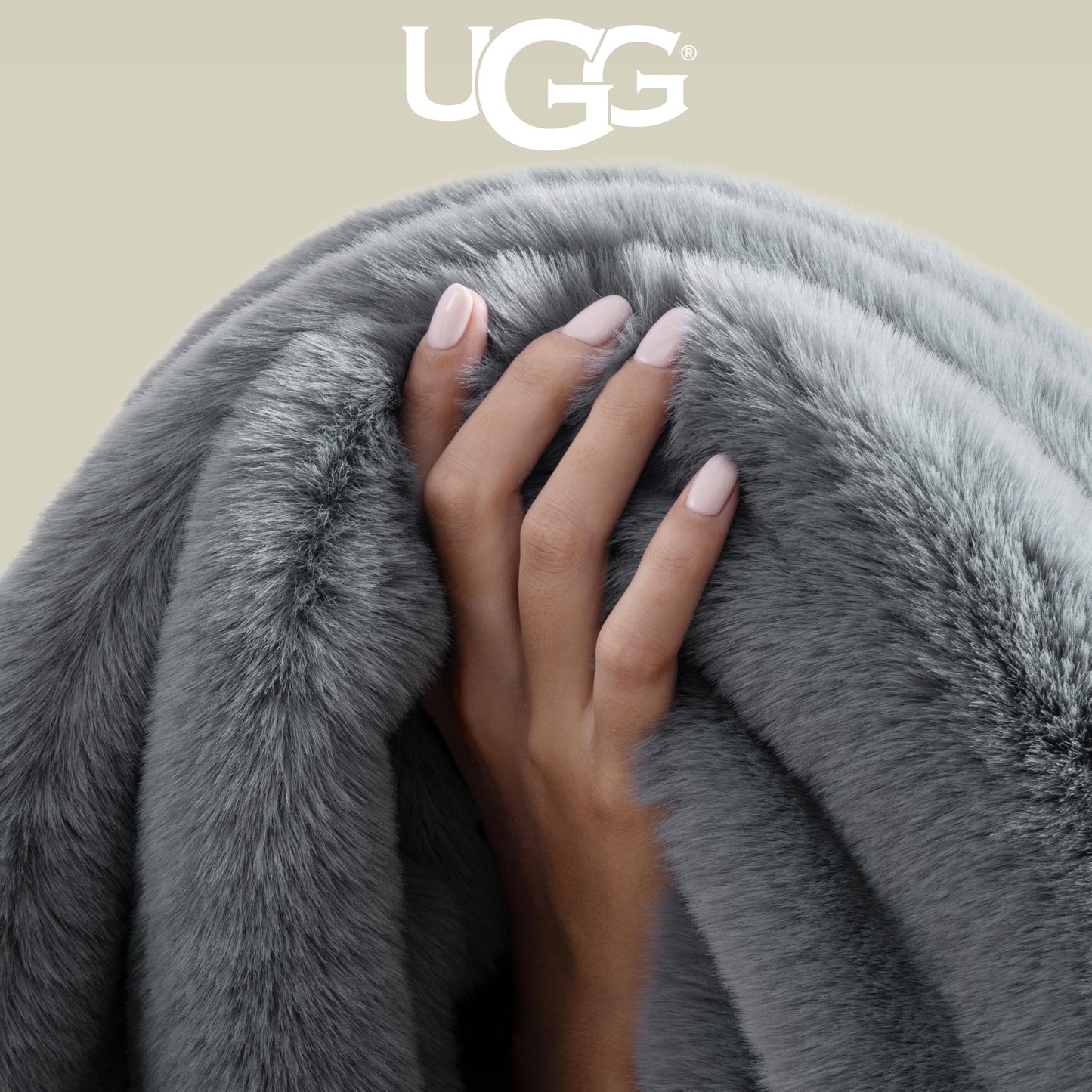 UGG Plush Faux Fur Throw Blanket Reversible Medium Weight Luxury Soft Throw Blankets for Bed or Chair, Hypoallergenic, Machine Washable, Home Decor, 50-inch x 70-inch, Charcoal Dark Grey (Euphoria)