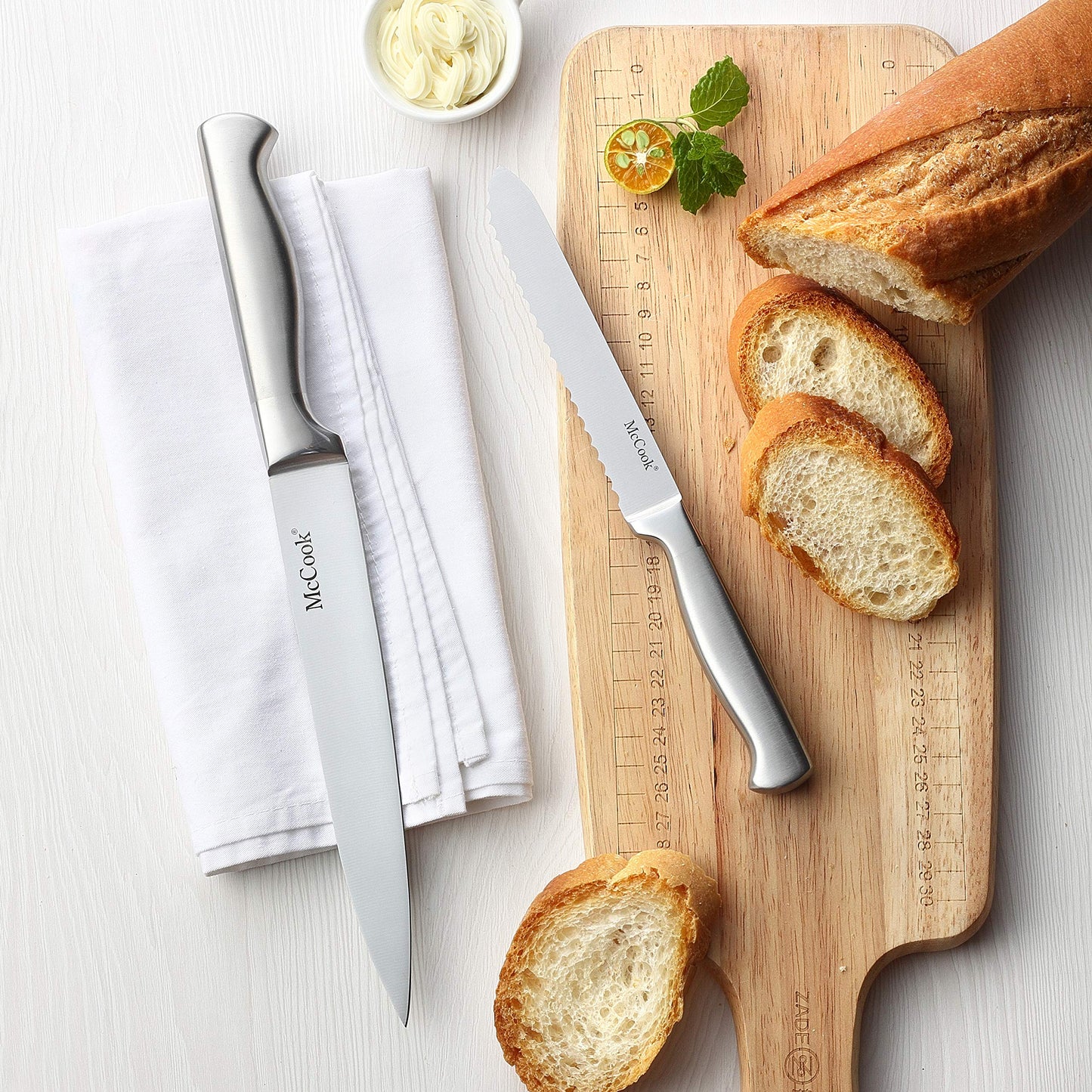 McCook® Knife Sets, German Stainless Steel Kitchen Knife Block Sets with Built-in Sharpener