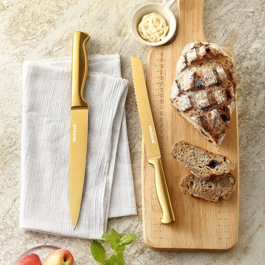 McCook® Knife Sets, German Stainless Steel Kitchen Knife Block Sets with Built-in Sharpener