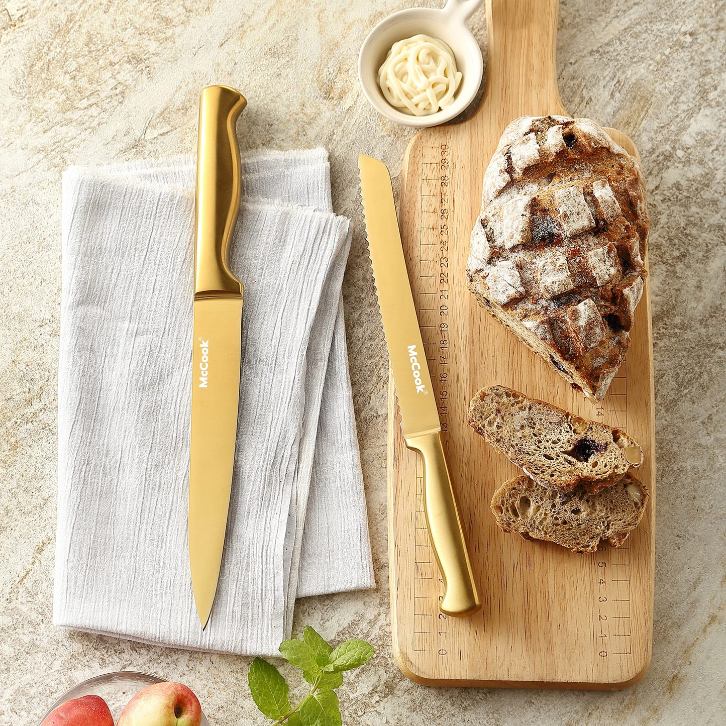 McCook® Knife Sets, German Stainless Steel Kitchen Knife Block Sets with Built-in Sharpener