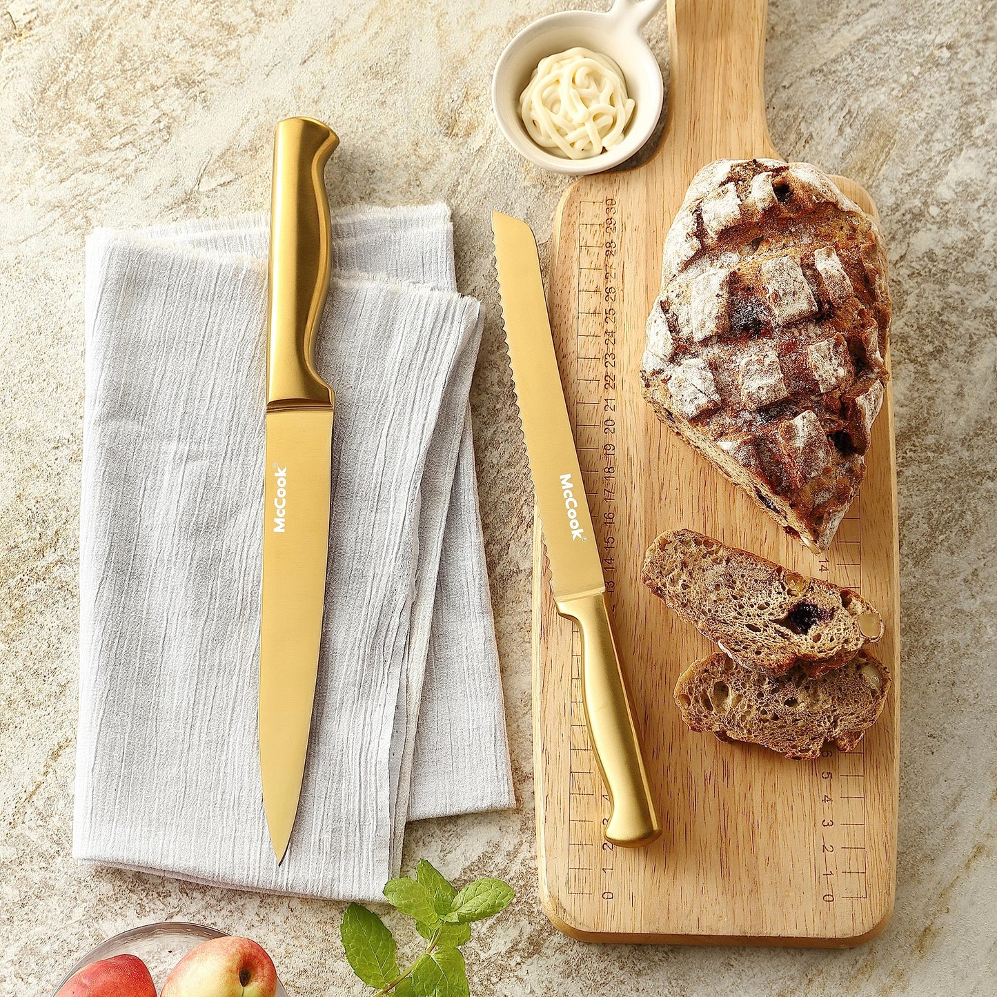 McCook® Knife Sets, German Stainless Steel Kitchen Knife Block Sets with Built-in Sharpener