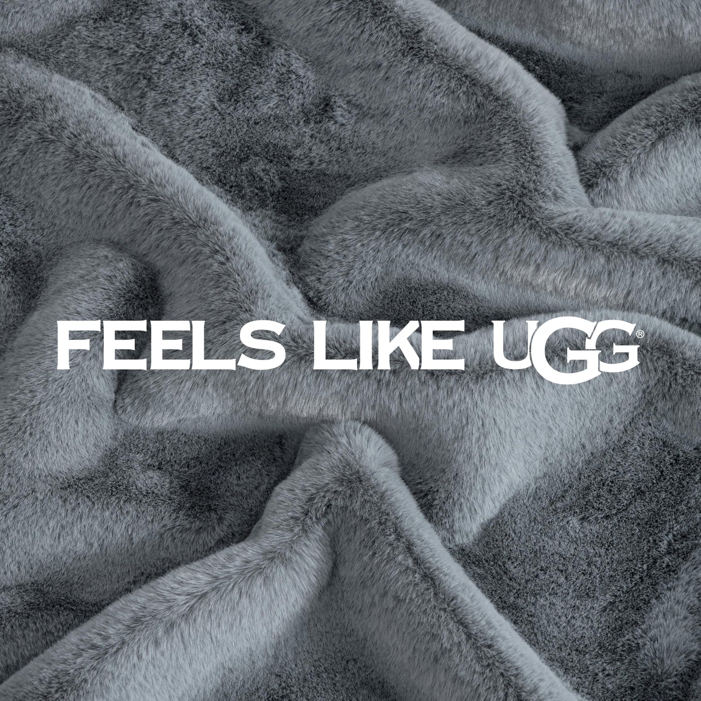 UGG Plush Faux Fur Throw Blanket Reversible Medium Weight Luxury Soft Throw Blankets for Bed or Chair, Hypoallergenic, Machine Washable, Home Decor, 50-inch x 70-inch, Charcoal Dark Grey (Euphoria)