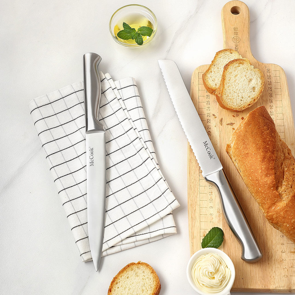 McCook® Knife Sets, German Stainless Steel Kitchen Knife Block Sets with Built-in Sharpener