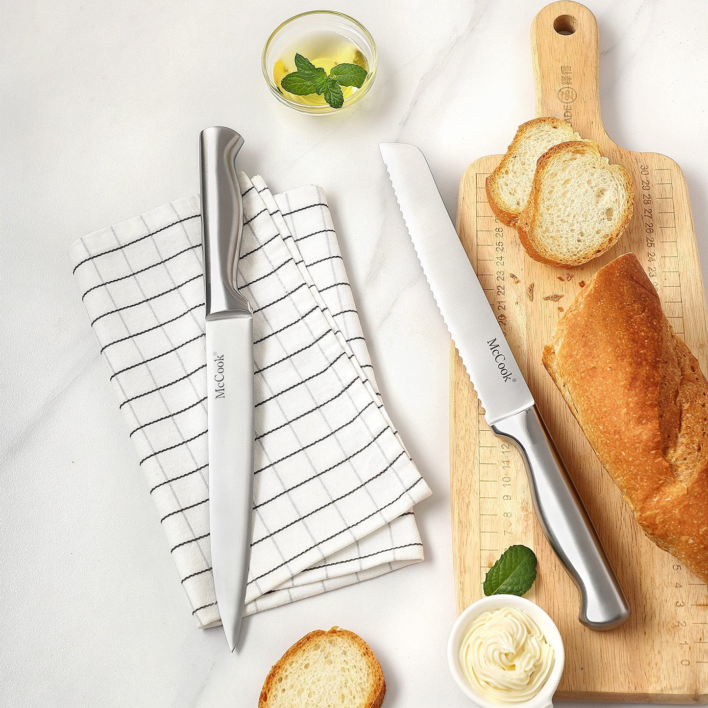 McCook® Knife Sets, German Stainless Steel Kitchen Knife Block Sets with Built-in Sharpener