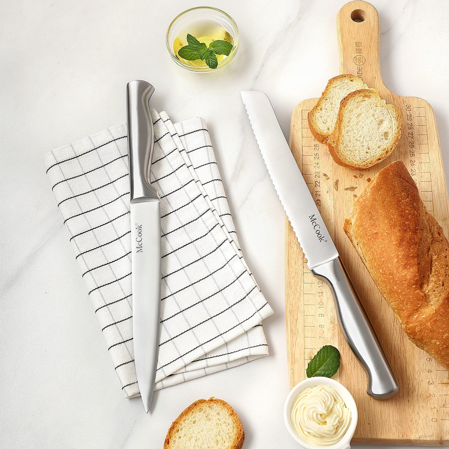 McCook® Knife Sets, German Stainless Steel Kitchen Knife Block Sets with Built-in Sharpener