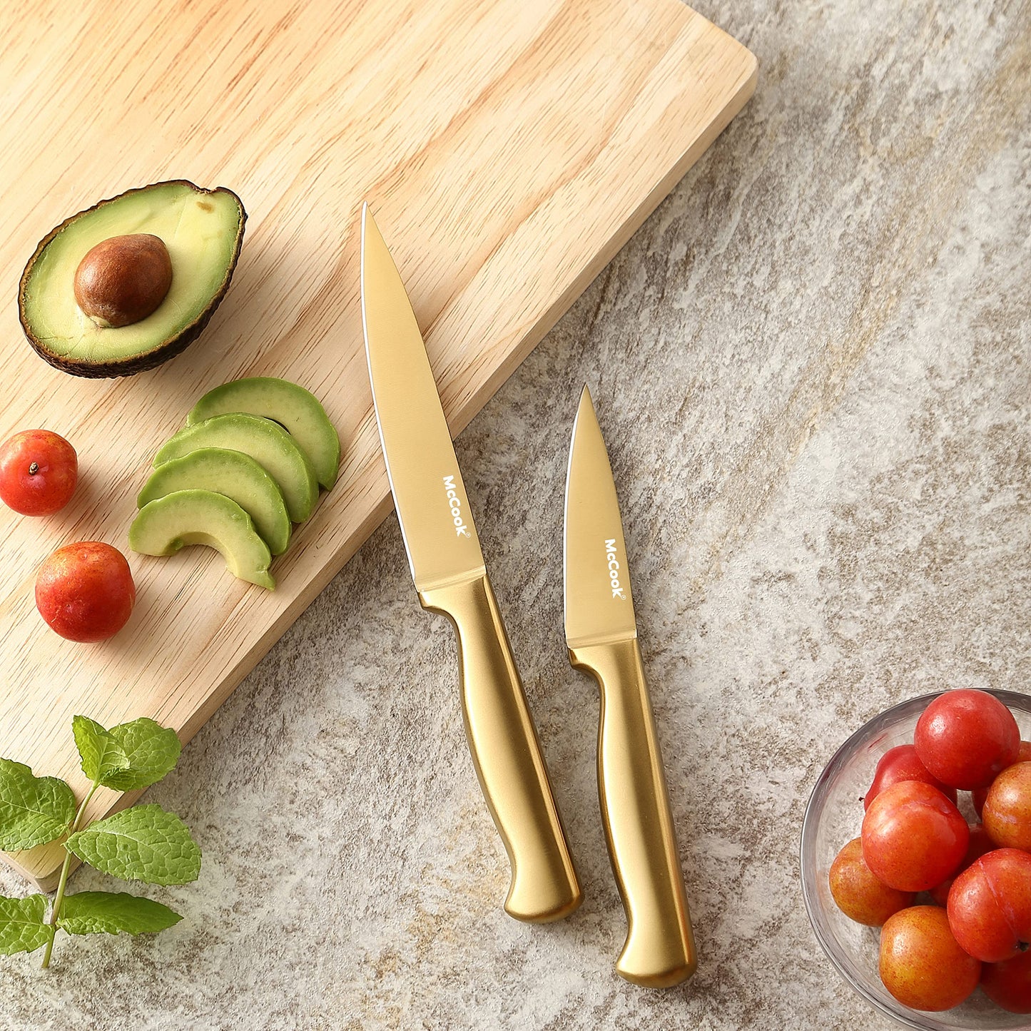 McCook® Knife Sets, German Stainless Steel Kitchen Knife Block Sets with Built-in Sharpener