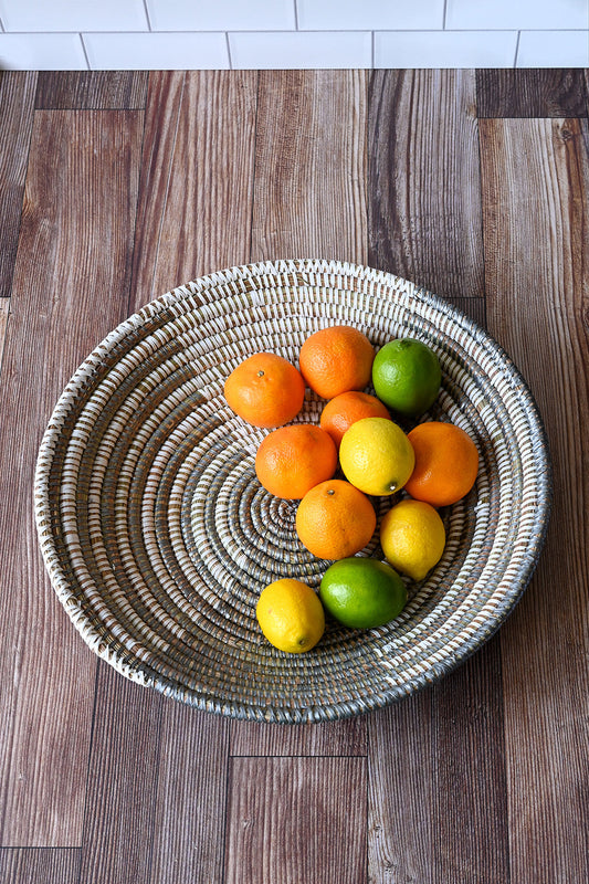 Silver and White Delta Tabletop Basket
