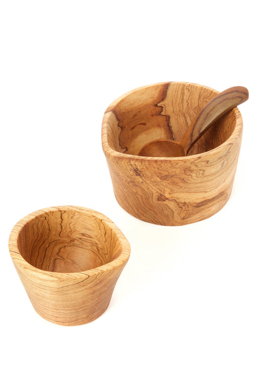 Rustic Kenyan Wild Olive Wood Cream & Sugar Set