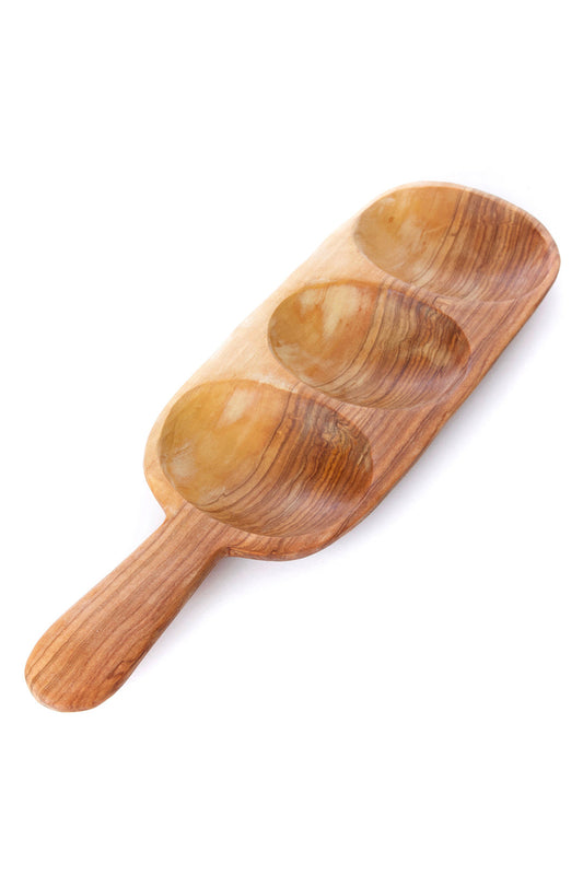 Wild Olive Wood Triple Well Serving Trays