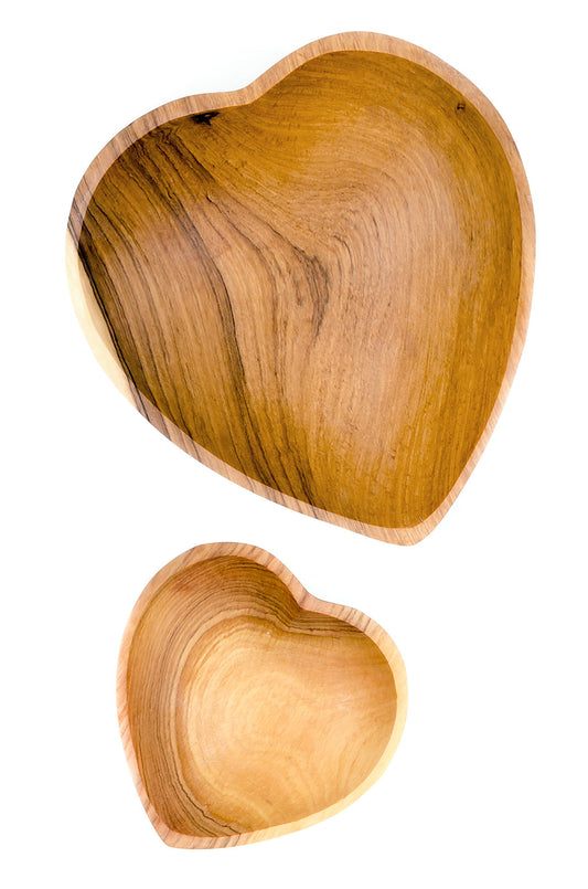 Wild Olive Wood Heart Shaped Bowls